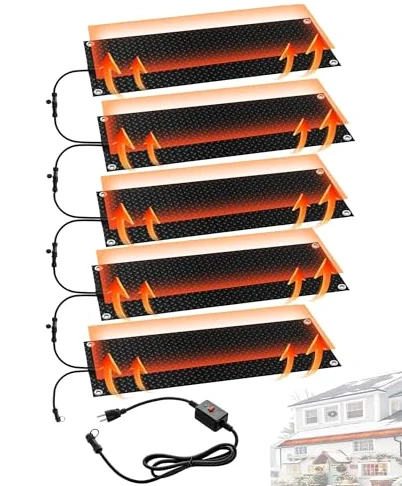 Elektryczna mata przeciwśnieżna na podjazd - Energooszczędna i odporna na warunki atmosferyczne podgrzewana mata grzewcza do domu rozwiązanie bezpieczeństwa zimowego (czarna-5 sztuk, 25,4