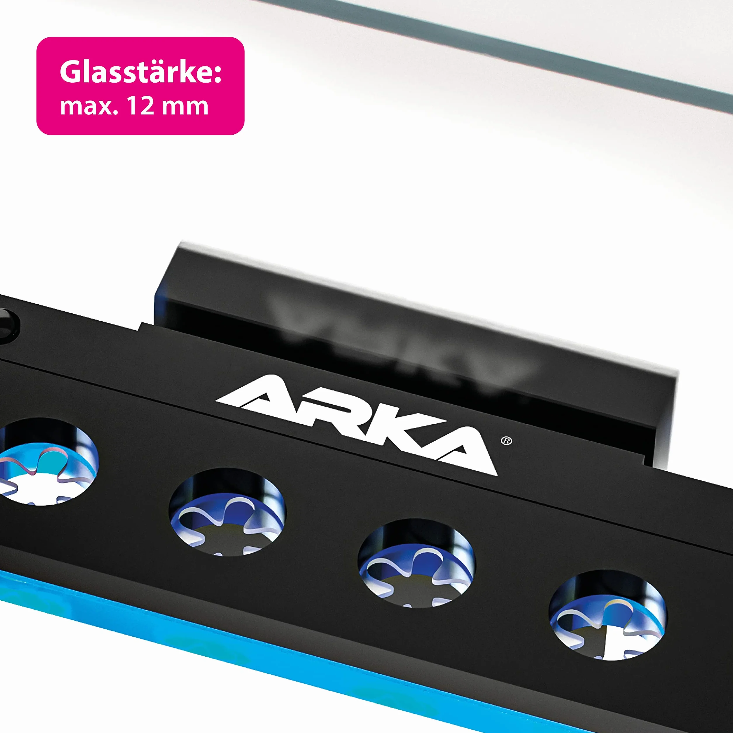 ARKA myREEF®-FRAG Rack | 8 otworów | Uchwyt na korale do każdego akwarium morskiego | Do szkła o grubości do 12 mm | Średnica otworu ok. 15 mm | Bezpieczniki silikonowe