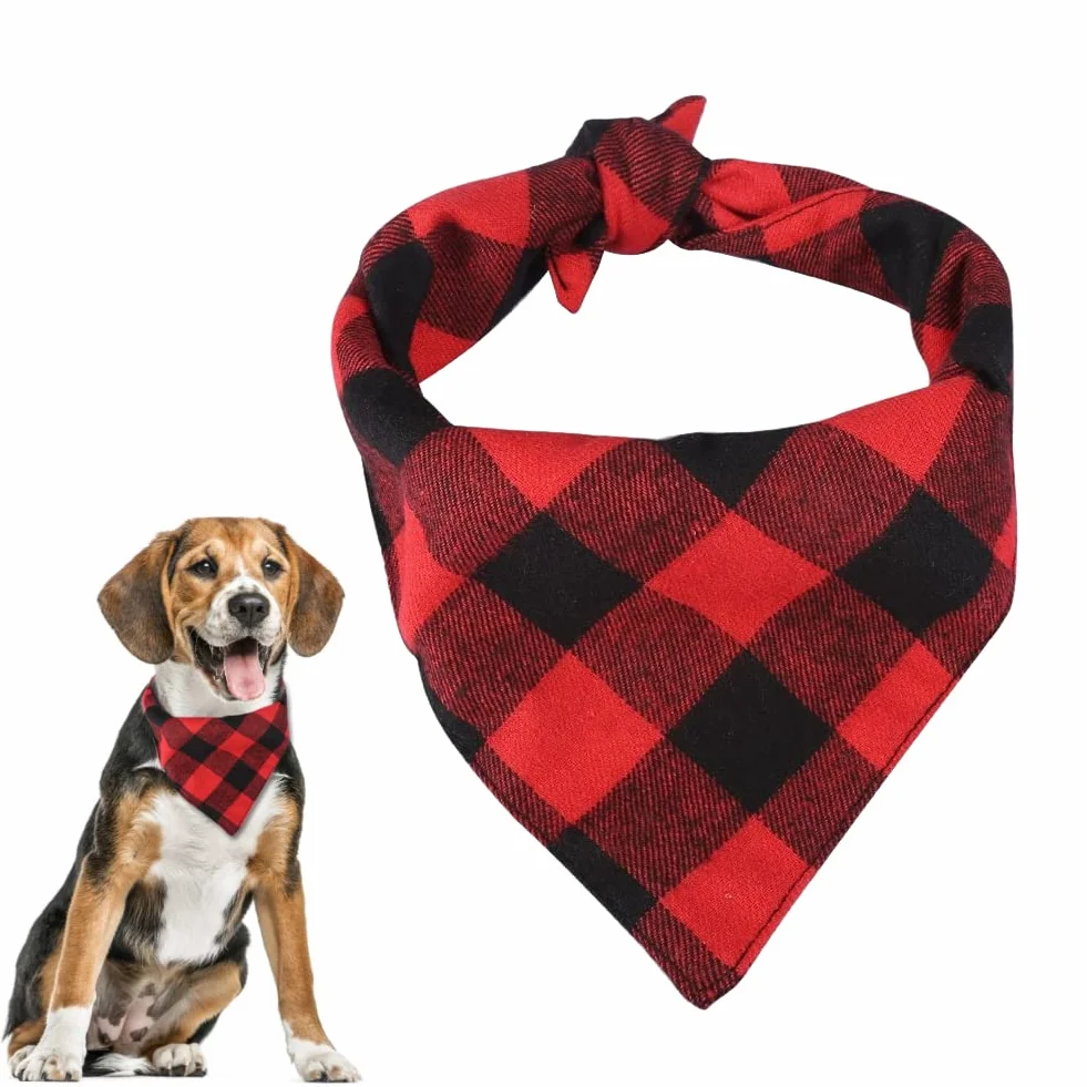 Pet Bandana pies szczeniak wzór karo szal kołnierz śliniaczek chusta na szyję czarny czerwony (L)