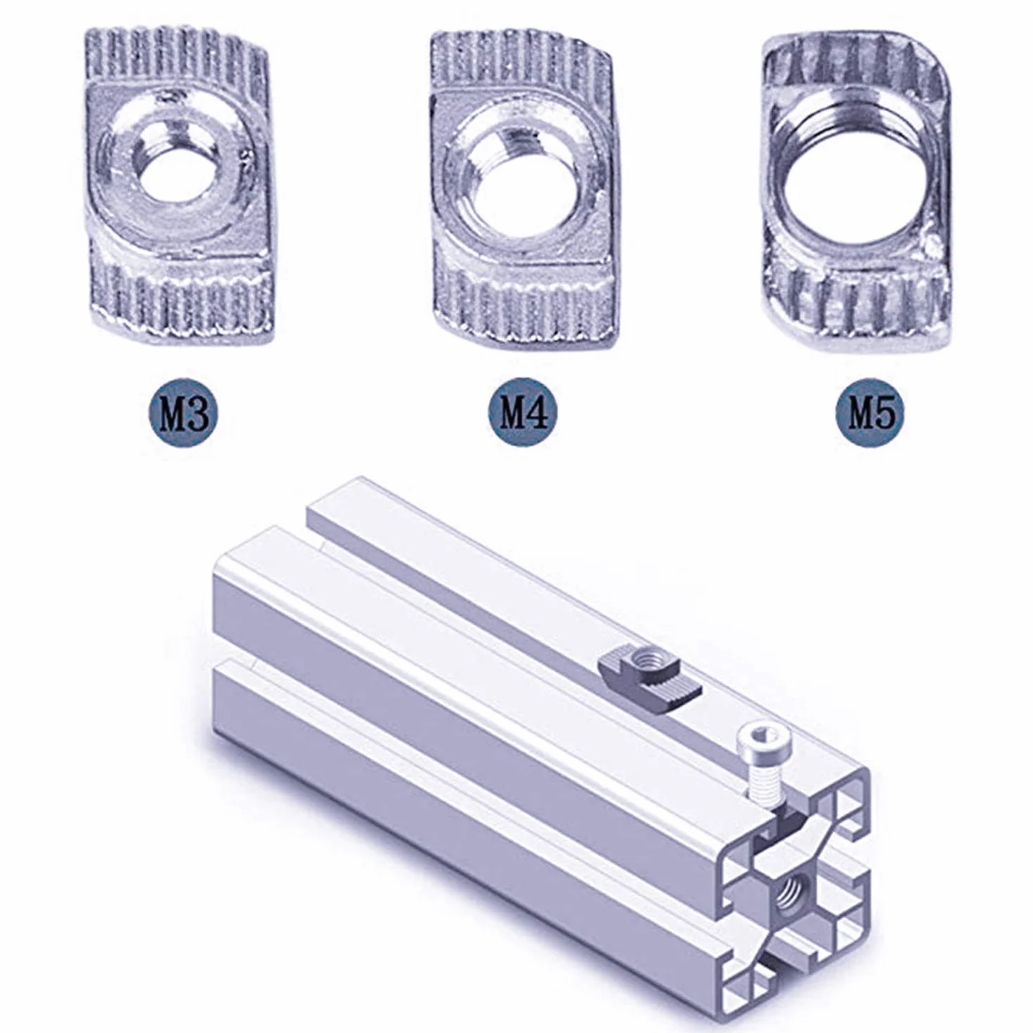 YouU Nakrętki T M3/M4/M5 T-Nut nakrętki, mocowanie ze stali węglowej, ocynkowane do europejskiego standardu aluminiowego do wytłaczania