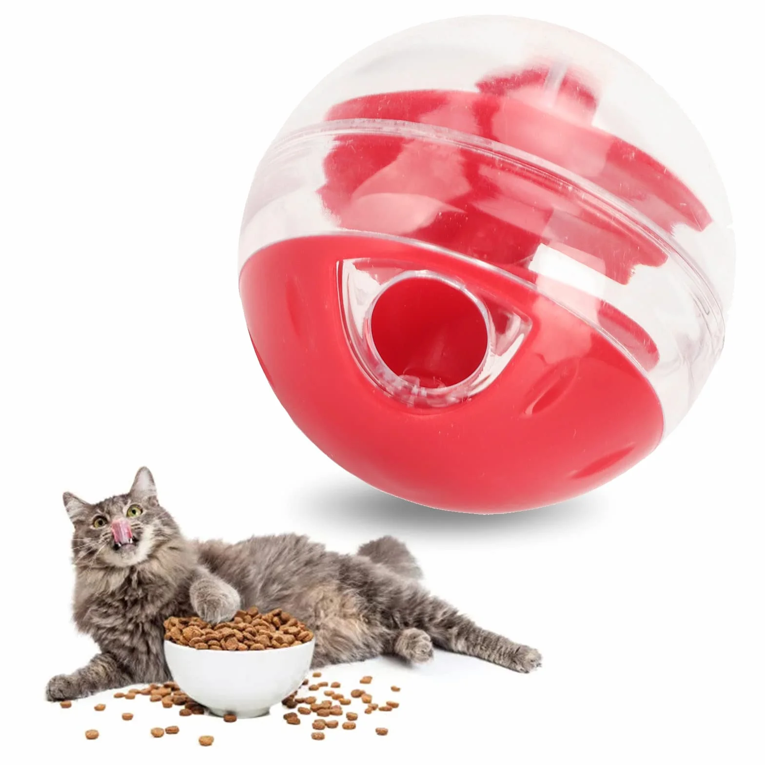Zabawkowa Piłka do nieszczelnej karmy dla kotów, Interaktywny powolny podajnik, Puzzle Ball dla kotów, Dozownik smakołyków, Zabawka dla znudzonych kotów, Uśmierza nudę,