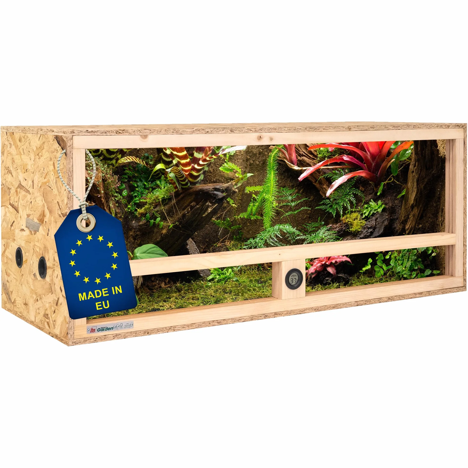 ITA Drewniane terrarium 100x40x40 cm OSB-3 zintegrowana wentylacja higrometr dla gadów