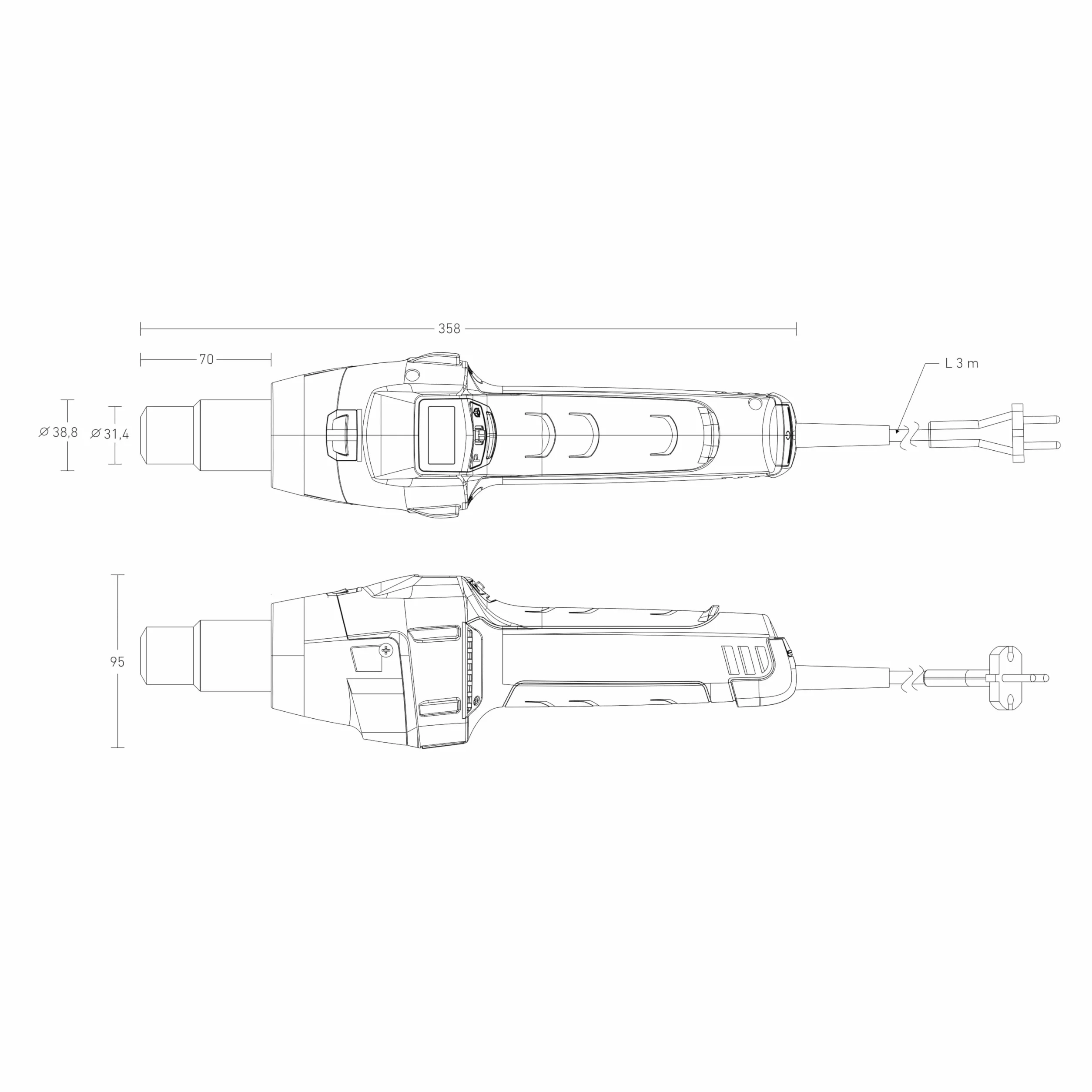Steinel Opalarka HM 2620 E, w zestawie dysze i wałek dociskowy, 2300 W, temperatura 50–700 °C, z grzałką ceramiczną, Naprawa plandek