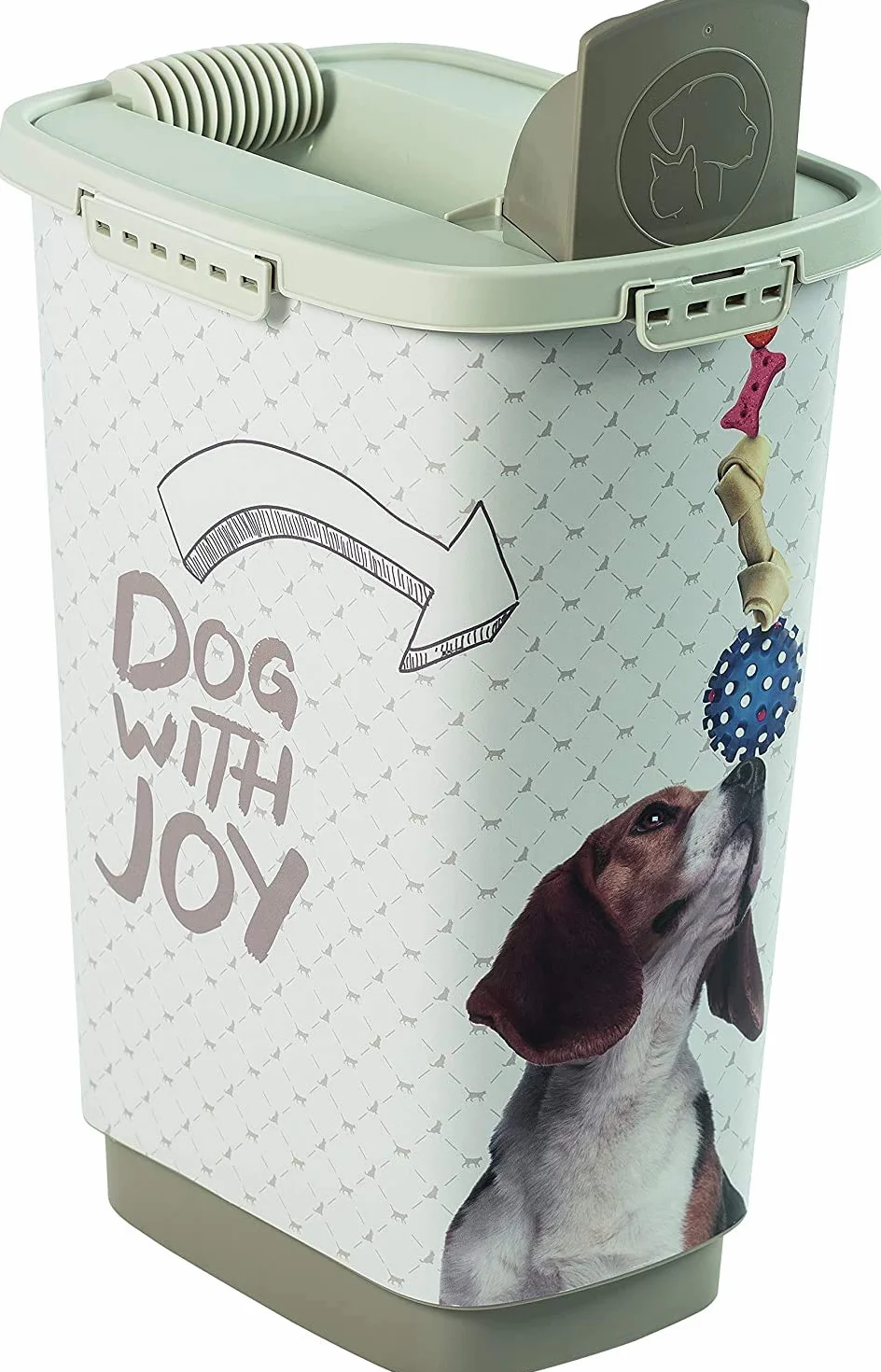 Rotho Mypet Cody Pojemnik na karmę dla zwierząt, 25 l z pokrywką i wylewką, tworzywo sztuczne (PP) bez BPA, antracyt/biały, 25 l (33,0 x 25,0 x 46,3 cm)