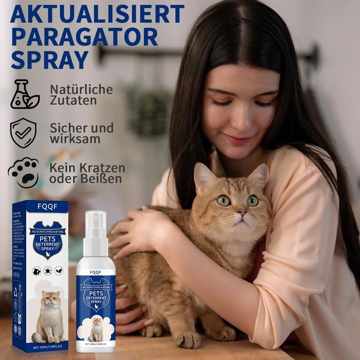 Spray do odstraszania kotów, odporny na zarysowania, do użytku wewnątrz i na zewnątrz, wysoce skuteczny, naturalne składniki, oddawanie moczu i zarysowania, 50 ml