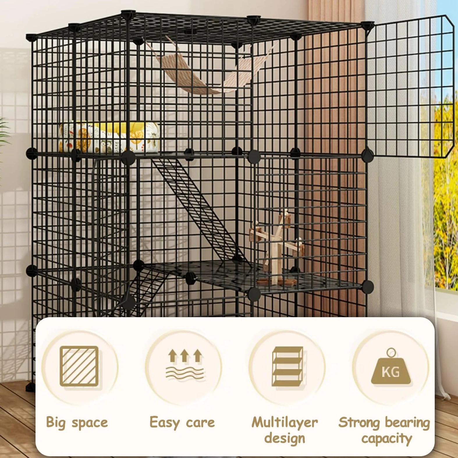 Obudowa dla kota, duża klatka dla kota, ogrodzenie druciane, zdejmowane DIY, plac zabaw dla zwierząt domowych dla kotów i psów, idealna do użytku na zewnątrz, w podróży, na kemping i balkon