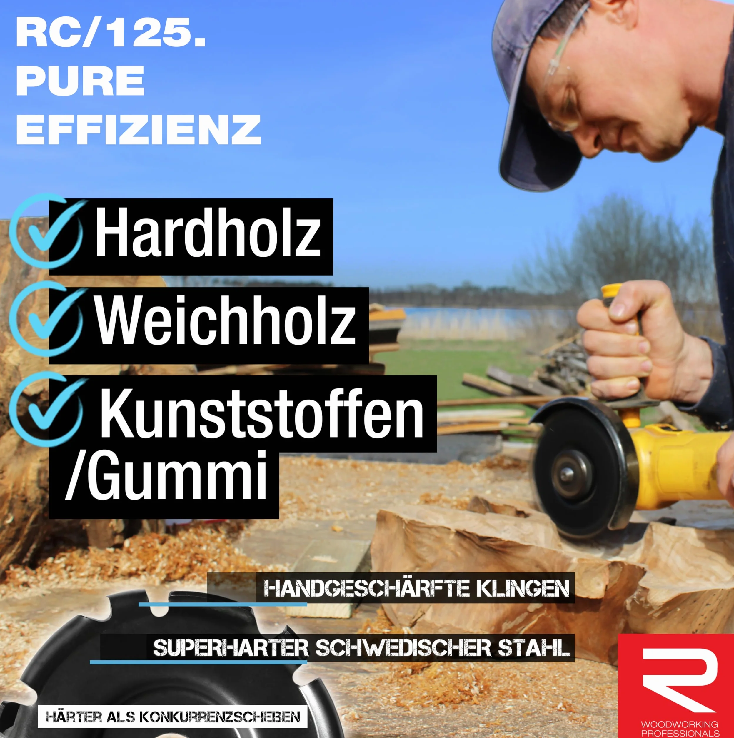 ROTAREX Profi-Tarcza do rzeźbienia w drewnie (miękkie i twarde) - Tarcza do drewna ze szwedzkiej stali hartowanej - Ø 125 mm x 22,2 mm