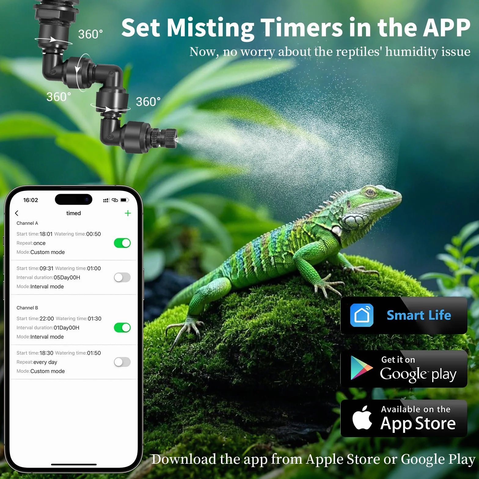 Inteligentny system nawadniania terrarium inteligentny system zraszania terrarium, nawilżacz powietrza z timerem i dyszami natryskowymi