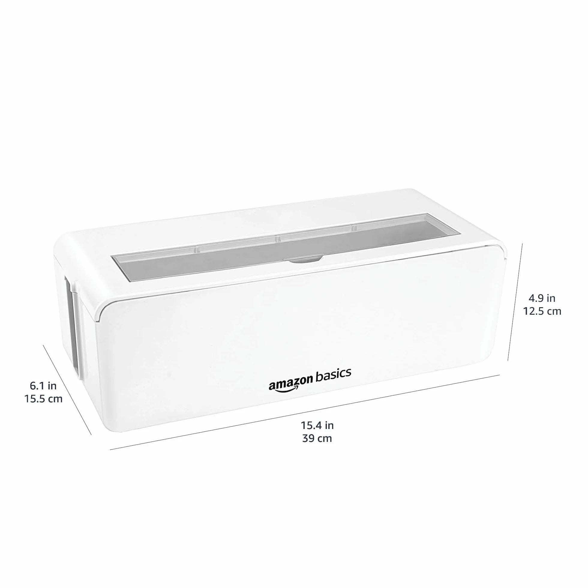 Amazon Basics – skrzynka kablowa do ukrywania i porządkowania kabli, duża, biała.