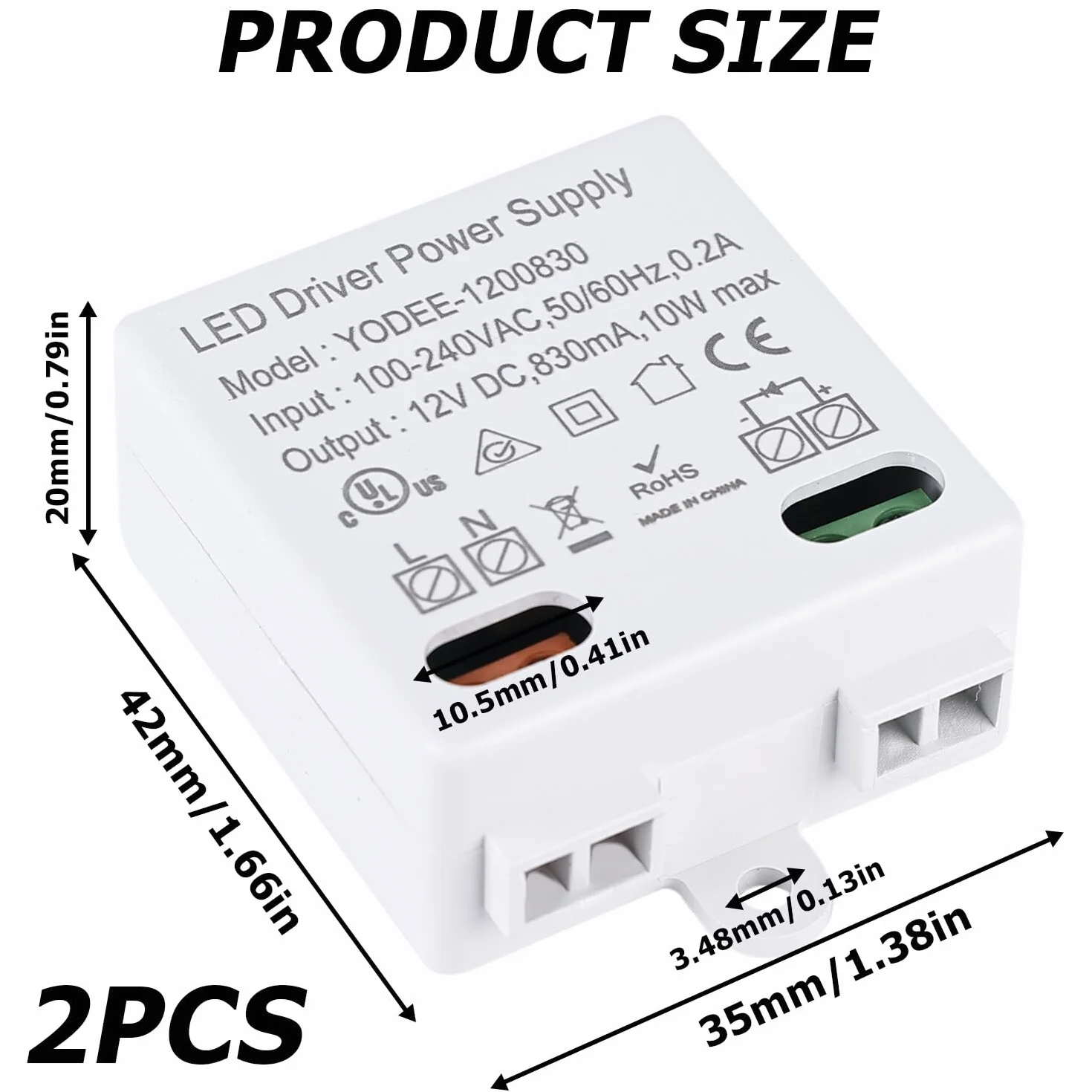 2 sztuki mini transformator LED 12 V/DC 10 W, transformator 100-240 V na prąd stały napięcie sterownik zasilacz do lamp LED i taśm, mały i płaski bez minimalnego obciążenia