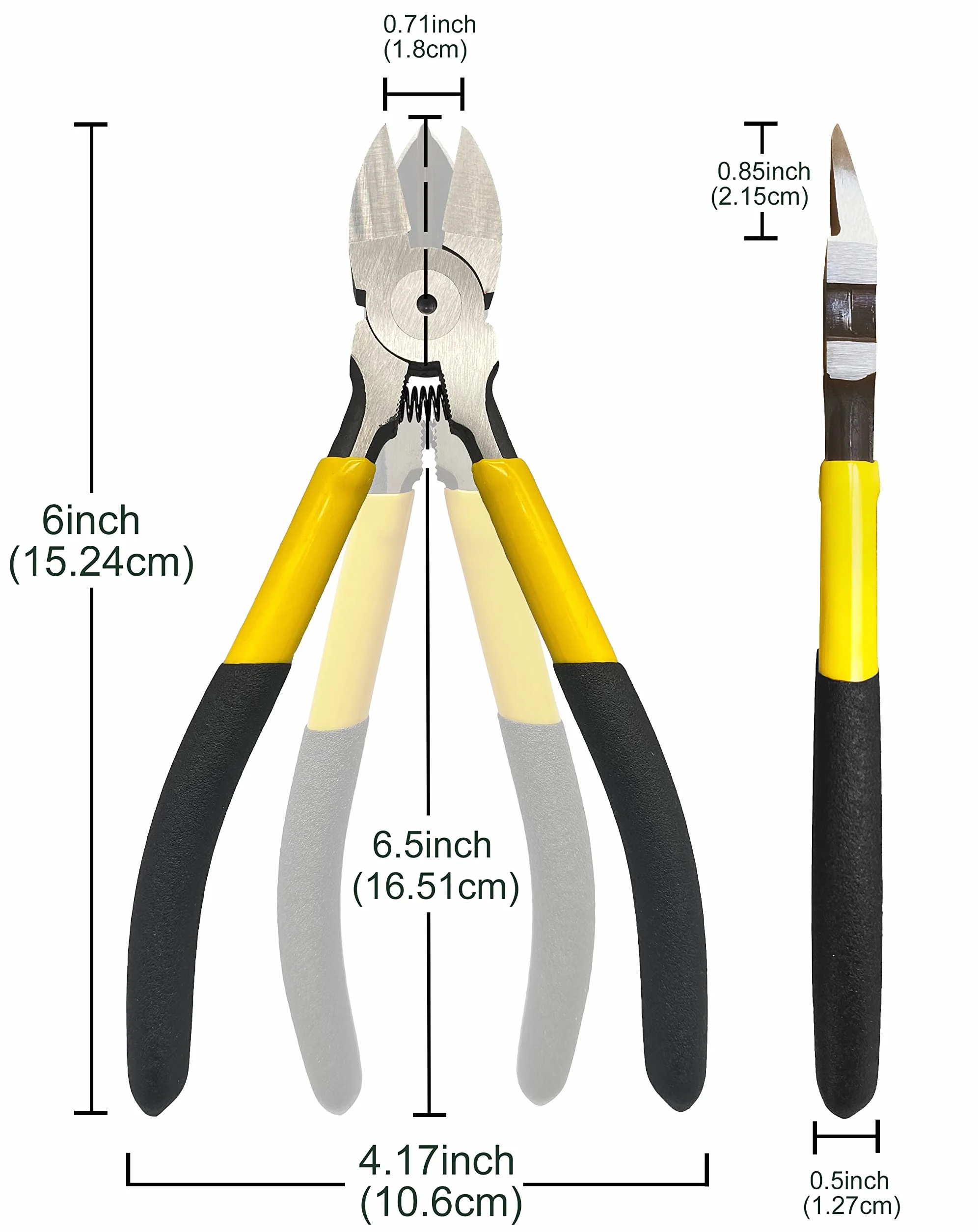 BOOSDEN Obcinaki boczne 16,5 cm, sprężynowy obcinacz do drutu do biżuterii