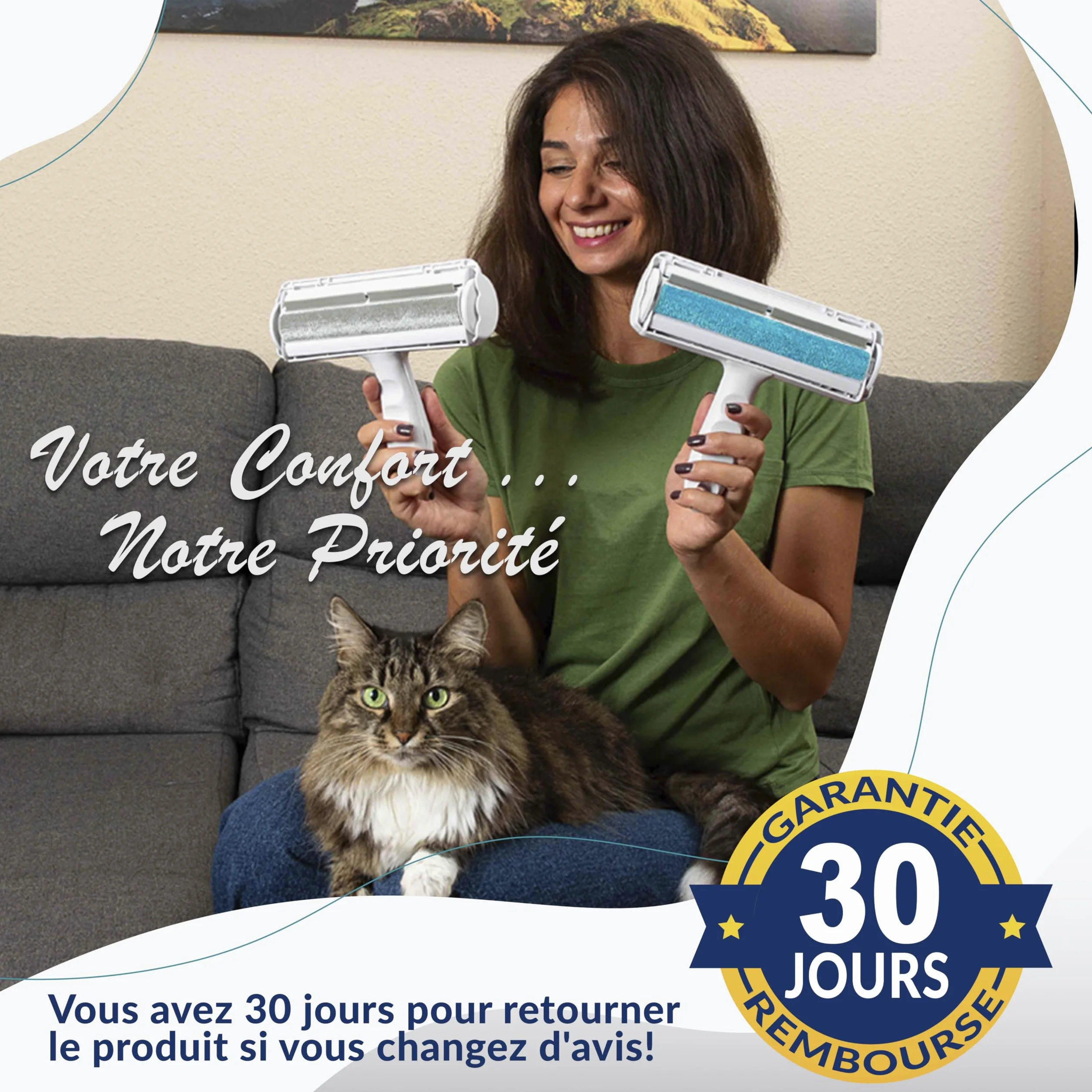 Brosse Anti-Pols Animaux Bleu New