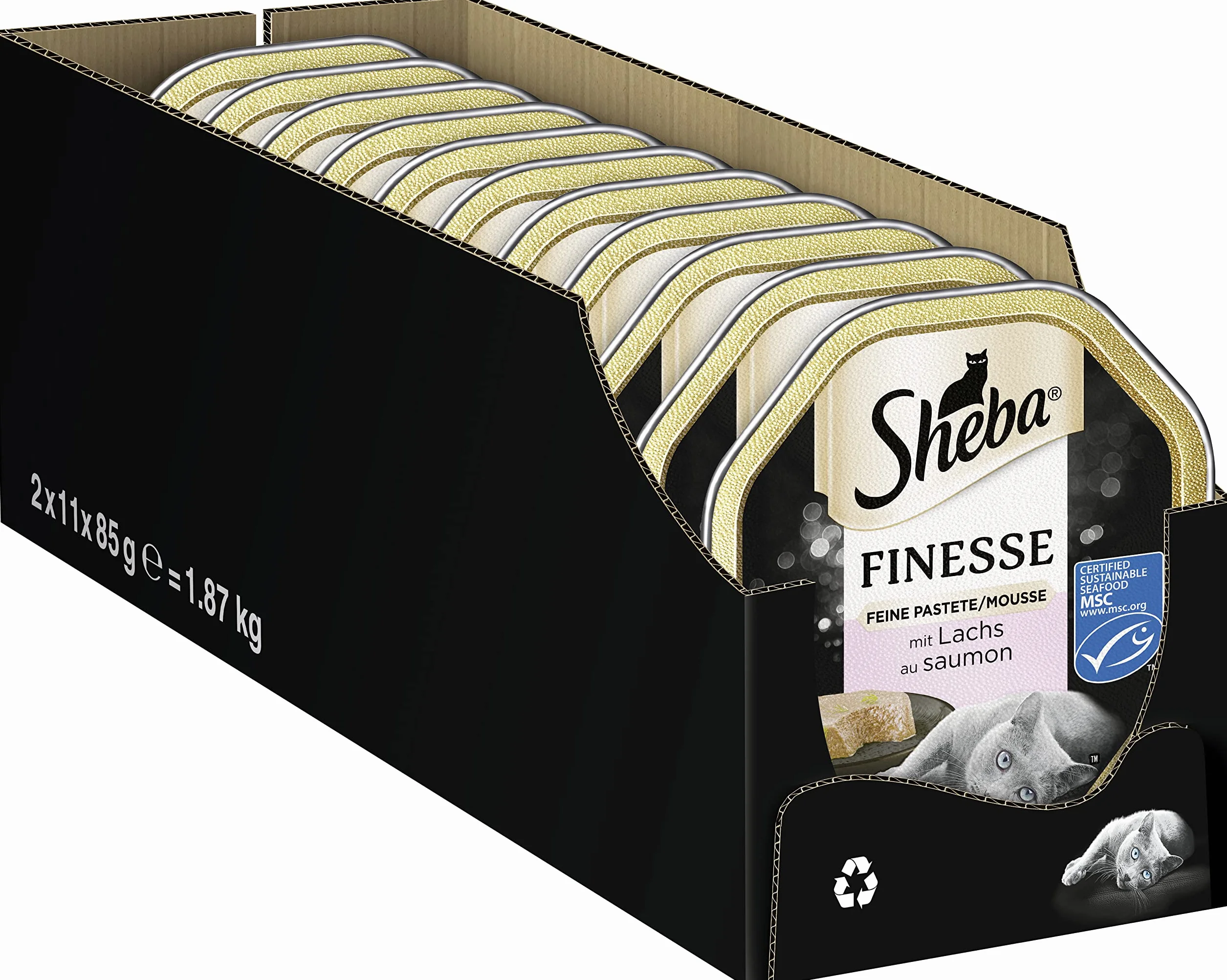 Sheba Finesse Feine Pate - mokra karma dla kotów w misce - mus z łososiem - 22 x 85 g