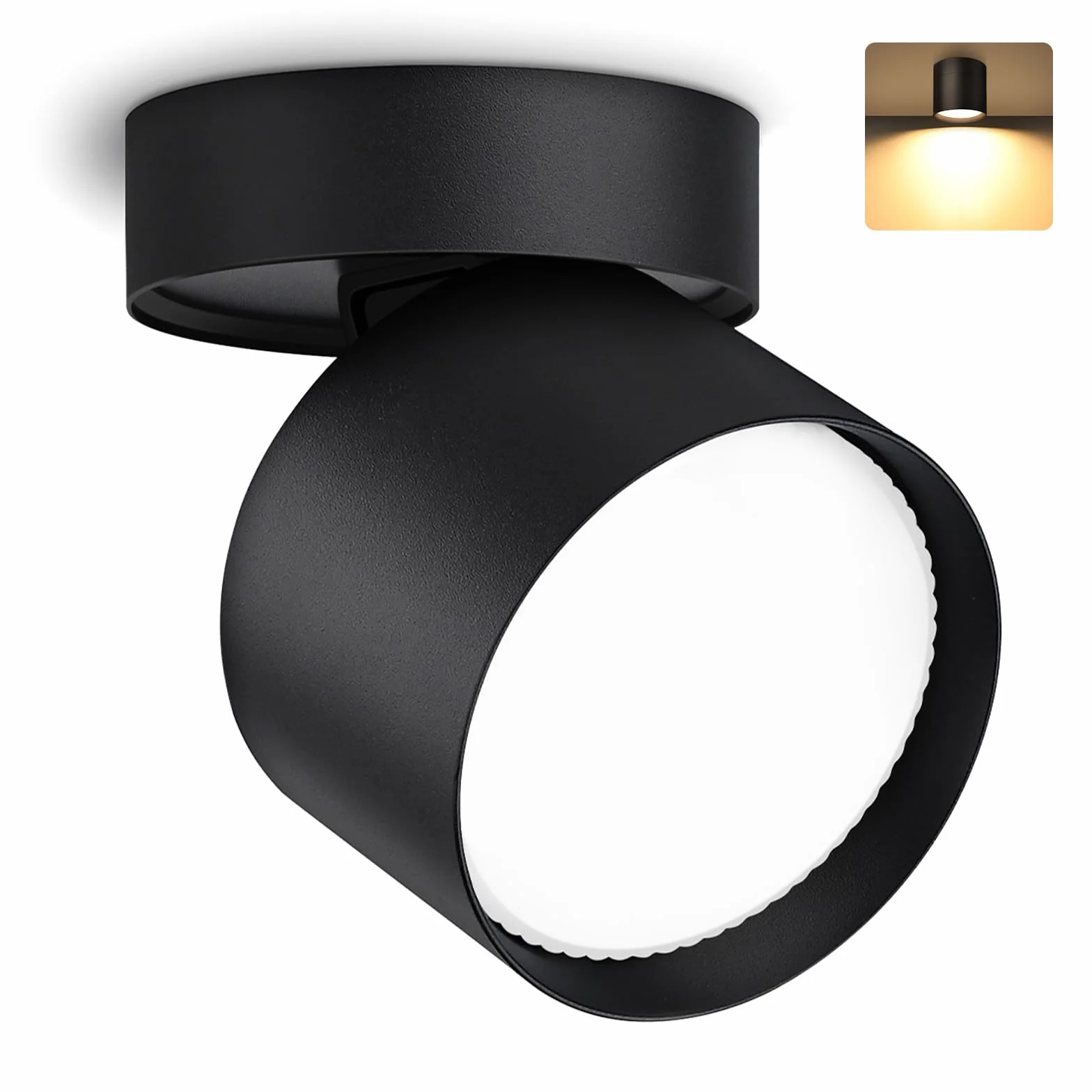 KYOTECH Wystający reflektor led obrotowe i obrotowe Ø84x80mm czarna lampa sufitowa w zestawie 6 W wymienna żarówka GX53 3000K ciepła biel 550 lm reflektor sufitowy LED downlight