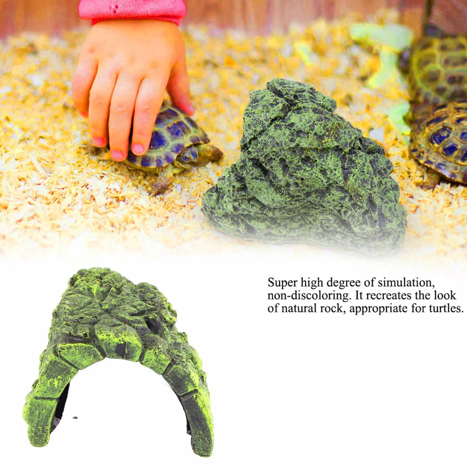 Reptile Hiding Habitat Kryjówka dla Gadów, Schronienie Terrarium dla Żółwi, Dekoracja Akwarium z Żywicy [Duża]