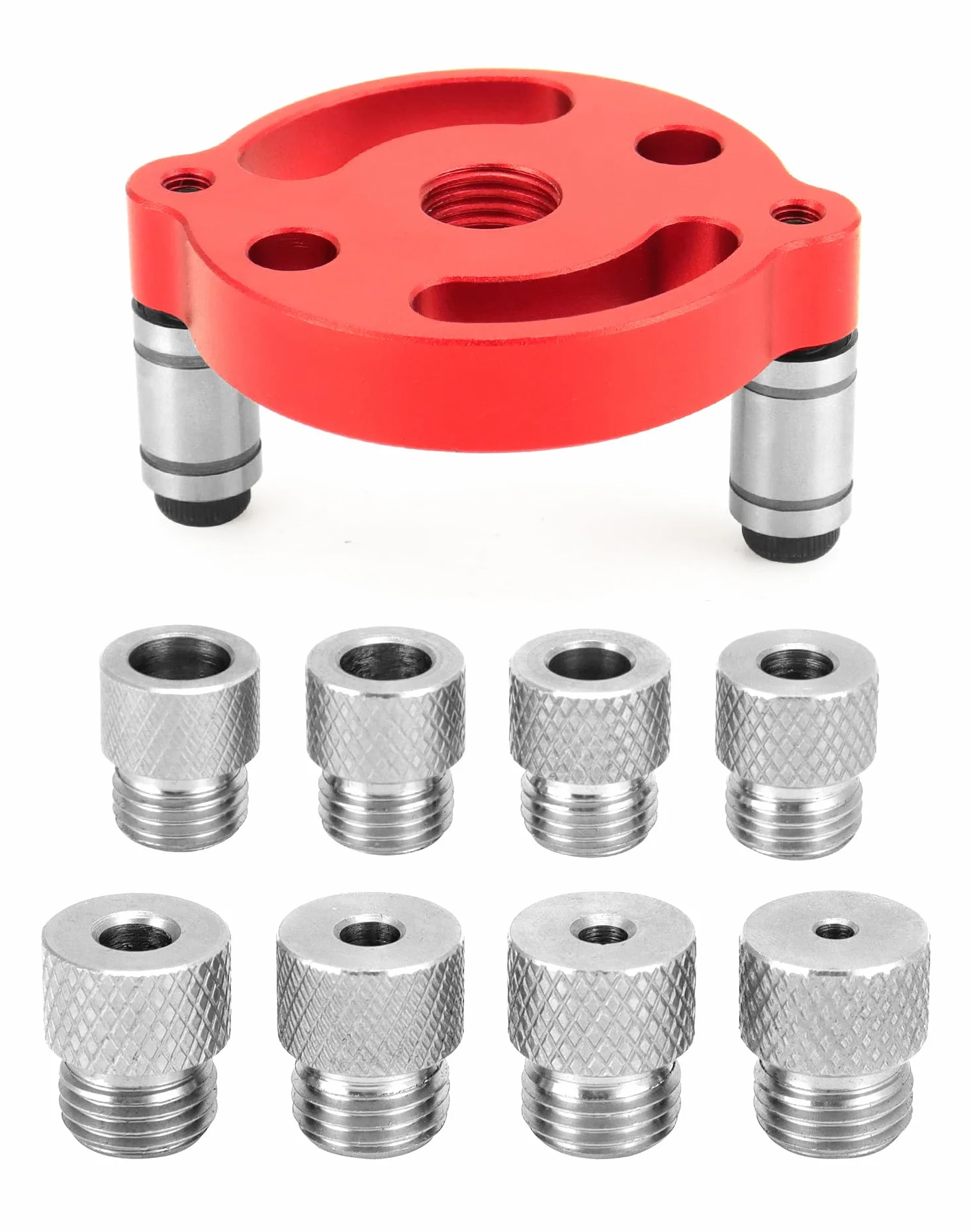 QWORK® Przyrząd do wiercenia w drewnie, przyrząd do centrowania otworów z wiertłami 3/4/5/6/7/8/9/10 mm i tulejkami wiertniczymi