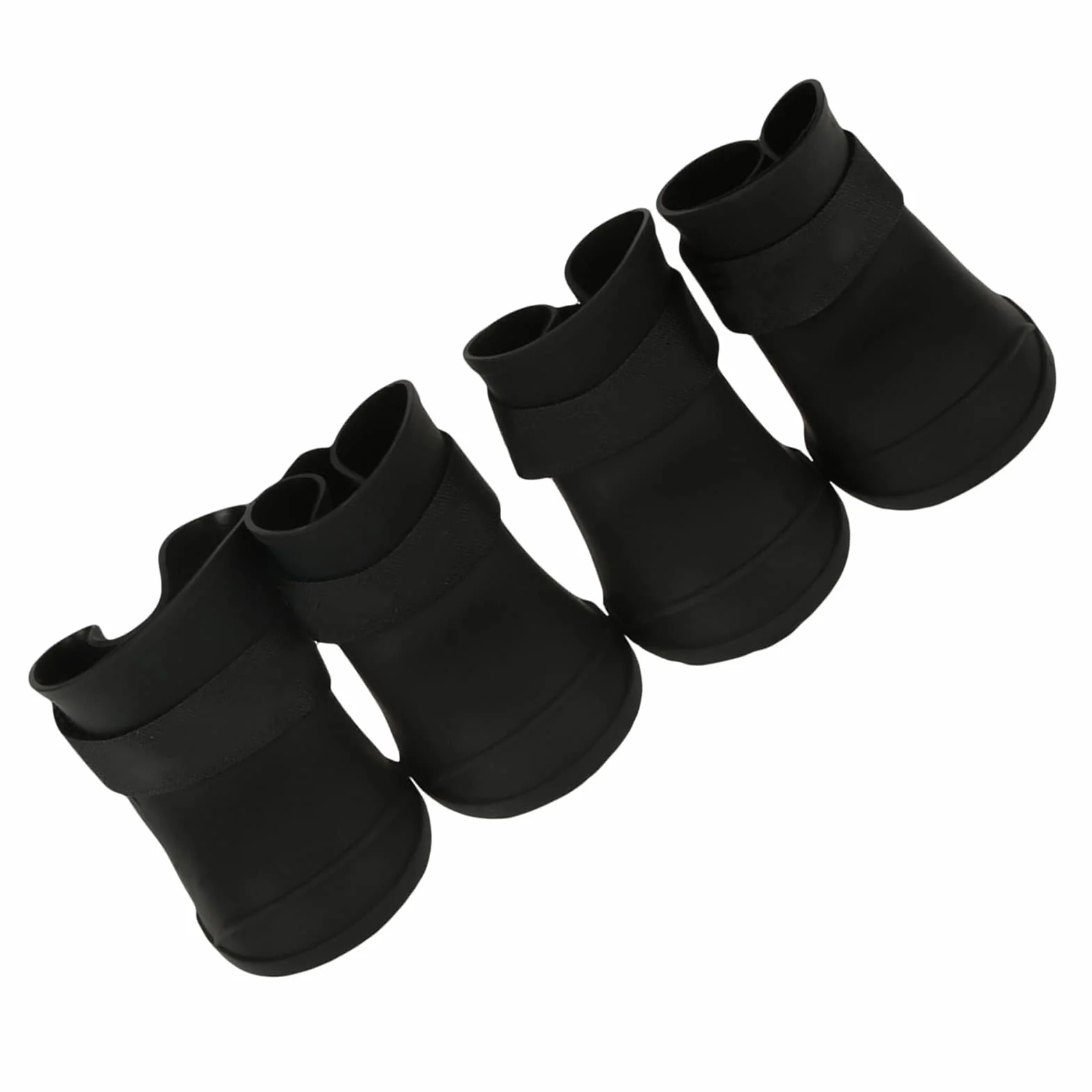 Ejoyous Buty dla psa, wodoodporne, zestaw 4 sztuk, buty dla psa, antypoślizgowe, silikonowe, ochrona przed wiatrem, z zapięciem na , tekstura odcisku stopy, rozmiar XL, czarne