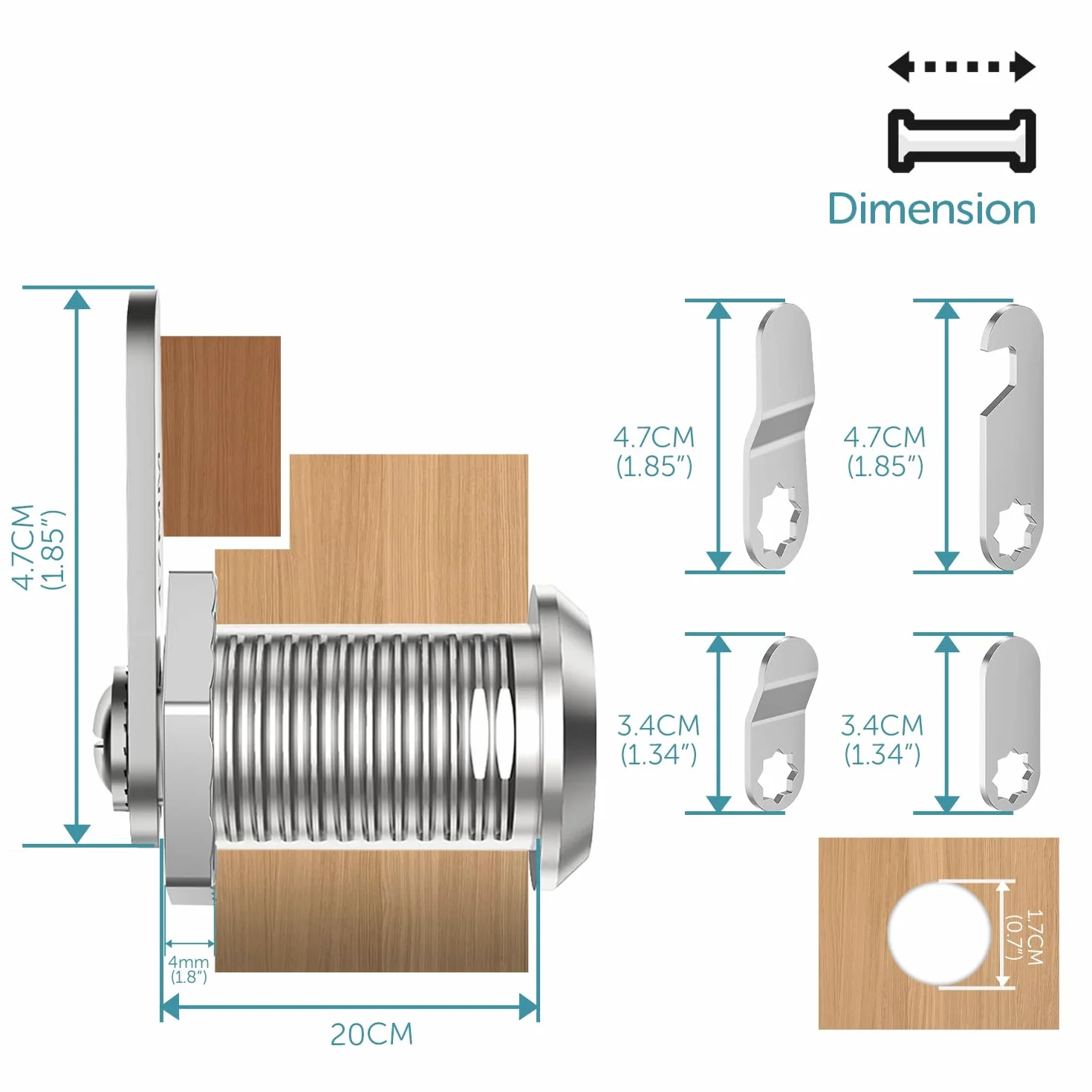 Shinfly Zamek do Skrzynki na Listy 20 mm - 5 Elementów, 4 Klucze, Zamek Pocztowy, Drawer, Drzwi Szafy