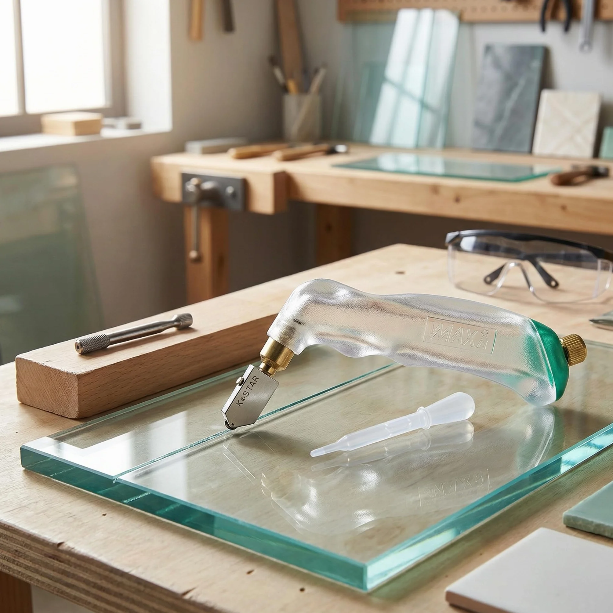 Fafeicy Glass Cutter, Ręczny ręczny nóż Grip do podawania oleju Zestaw do cięcia szkła do cięcia płytek ceramicznych Automatyczne smarowanie