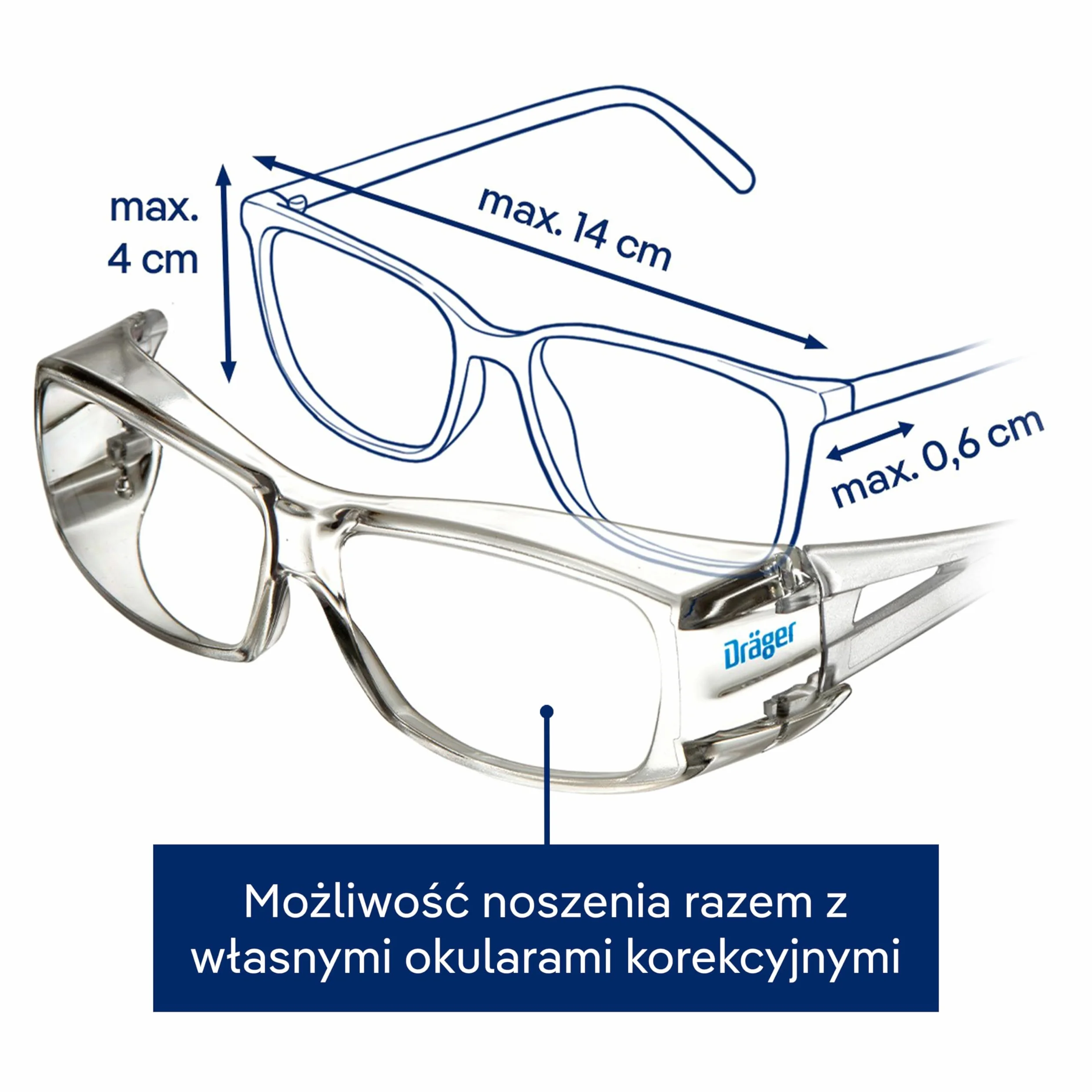 Dräger X-pect 2400 okulary ochronne, lekkie okulary robocze, na plac budowy, warsztat, jazdę na rowerze, jogging, służby ratownicze, laboratorium, przezroczyste, odporne na zarysowania i zaparowanie