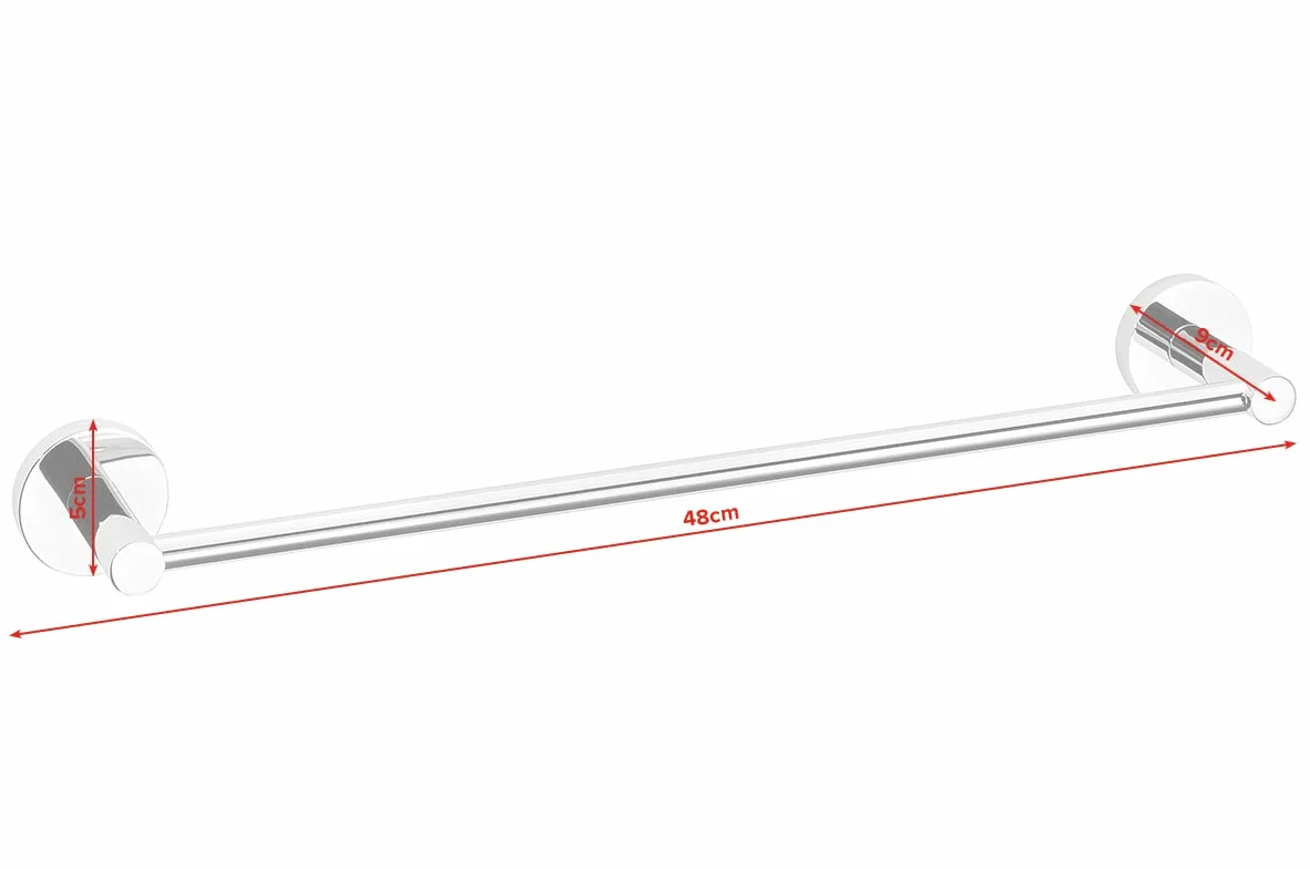 tesa EXXCELLENT wieszak na ręczniki – metalowy reling na ręcznik do łazienki – samoprzylepny montaż – chromowany metal – design – 50 mm x 630 mm x 73 mm