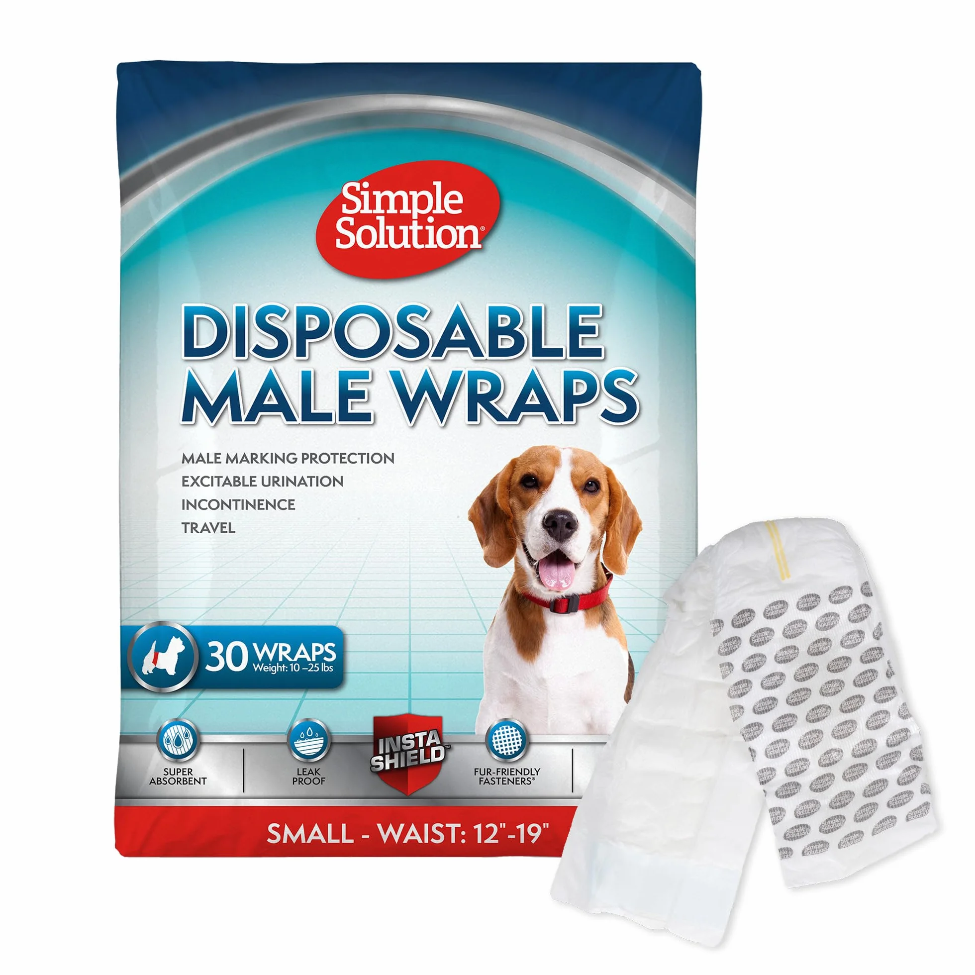 Simple Solution Insta Shield Pieluchy dla Psa, Biały, 30 x S