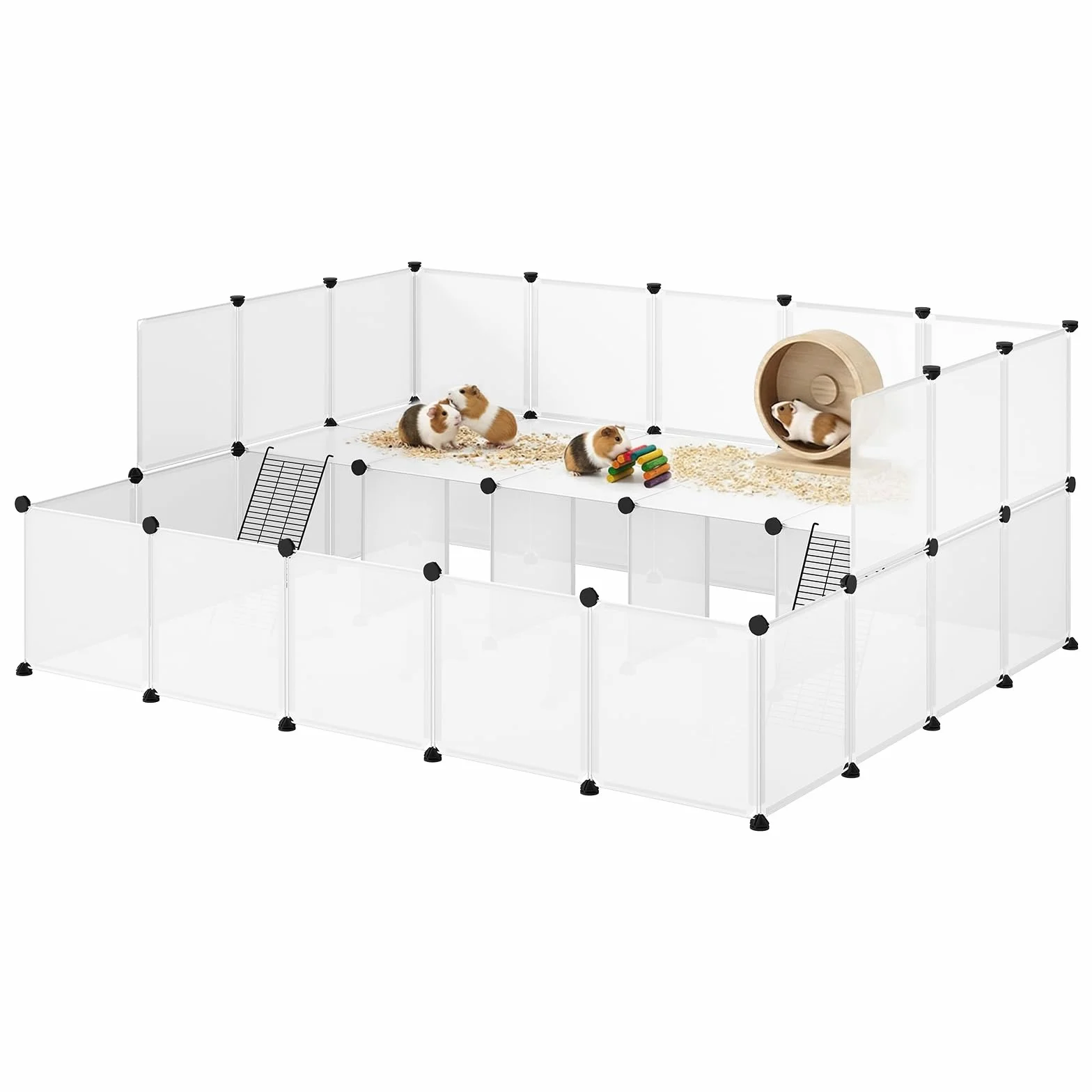 EUGAD Wybieg dla królików i świnek morskich modułowy 181x72x145 cm tworzywo sztuczne biały