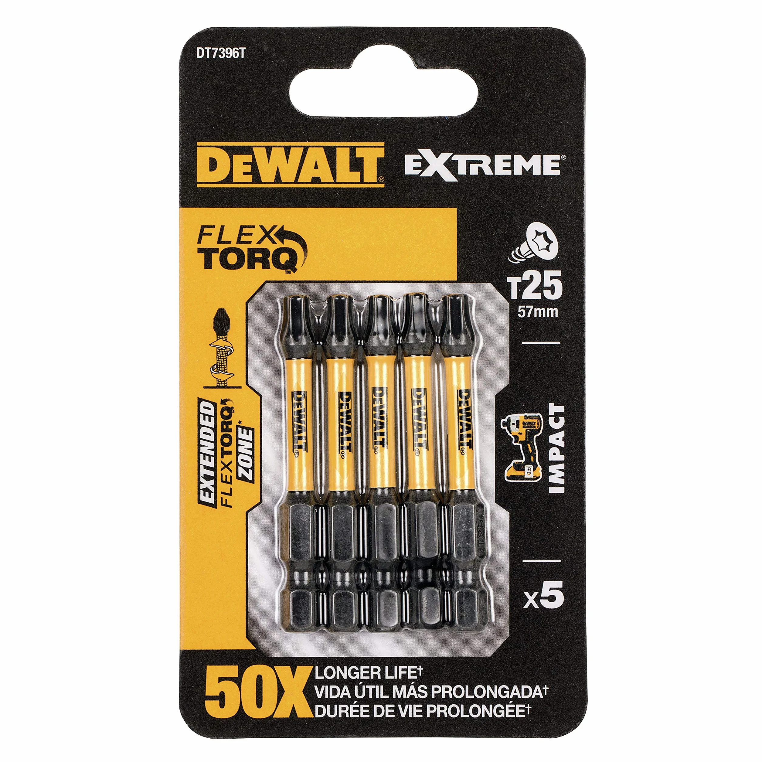 Dewalt Extreme Flextorq Bit T25 DT7396T do wkrętarki udarowej 5 sztuk
