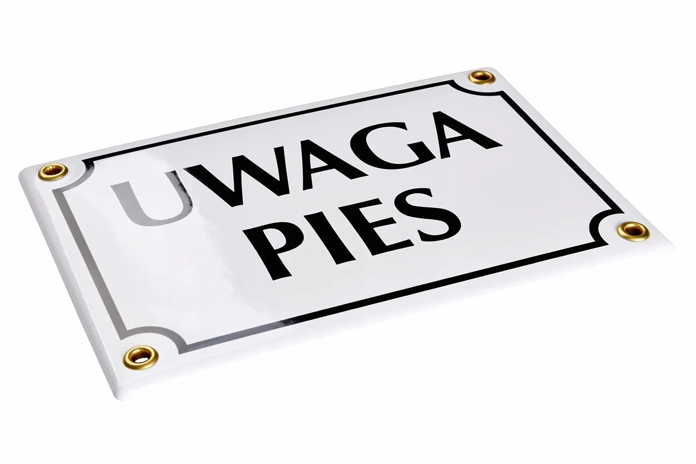 Tablica emaliowana UWAGA PIES 12x17 cm tabliczka ostrzegawcza Biały