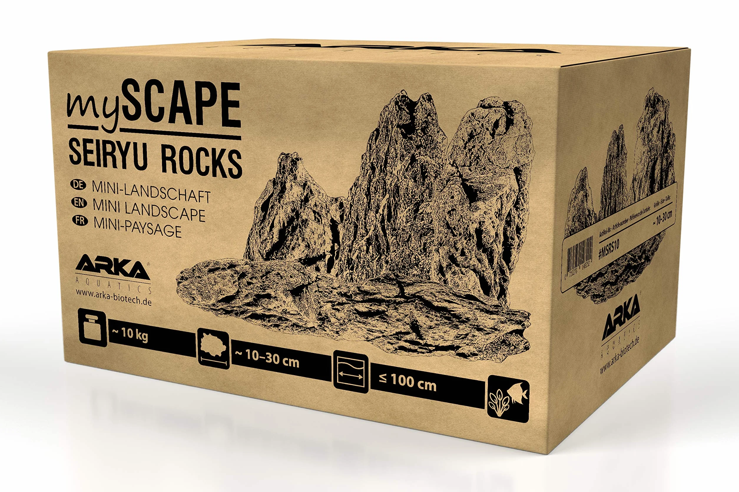 ARKA Aquatics myScape-Rocks Seiryu – mini krajobraz – naturalny kamień do jedynych w swoim rodzaju akwarium słodkowodnego i terrarium, idealny do akwariów o szerokości do ok. 100 cm 10 kg szary L