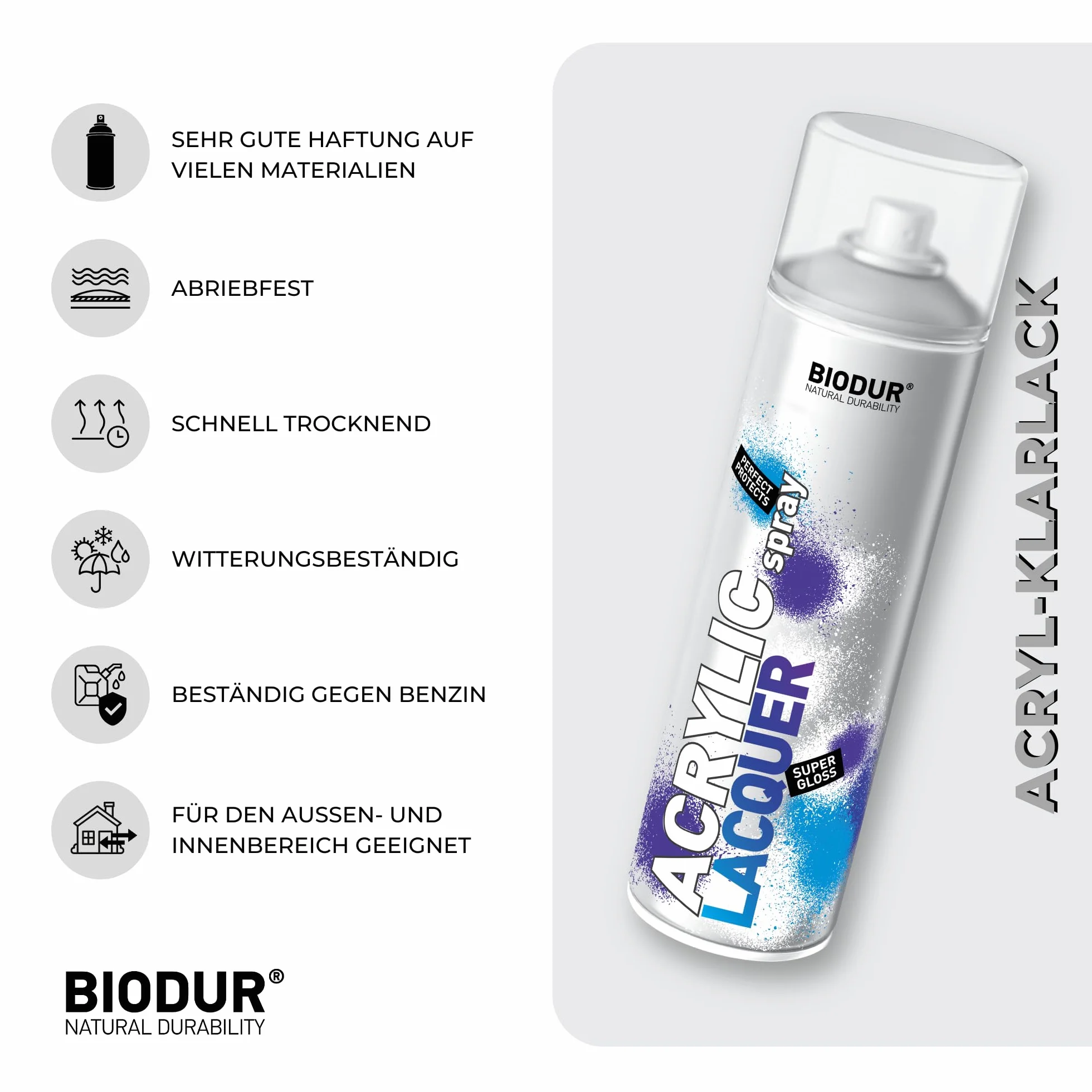 Lakier w sprayu akrylowy uniwersalny 500 ml błyszczący przezroczysty odporny na UV