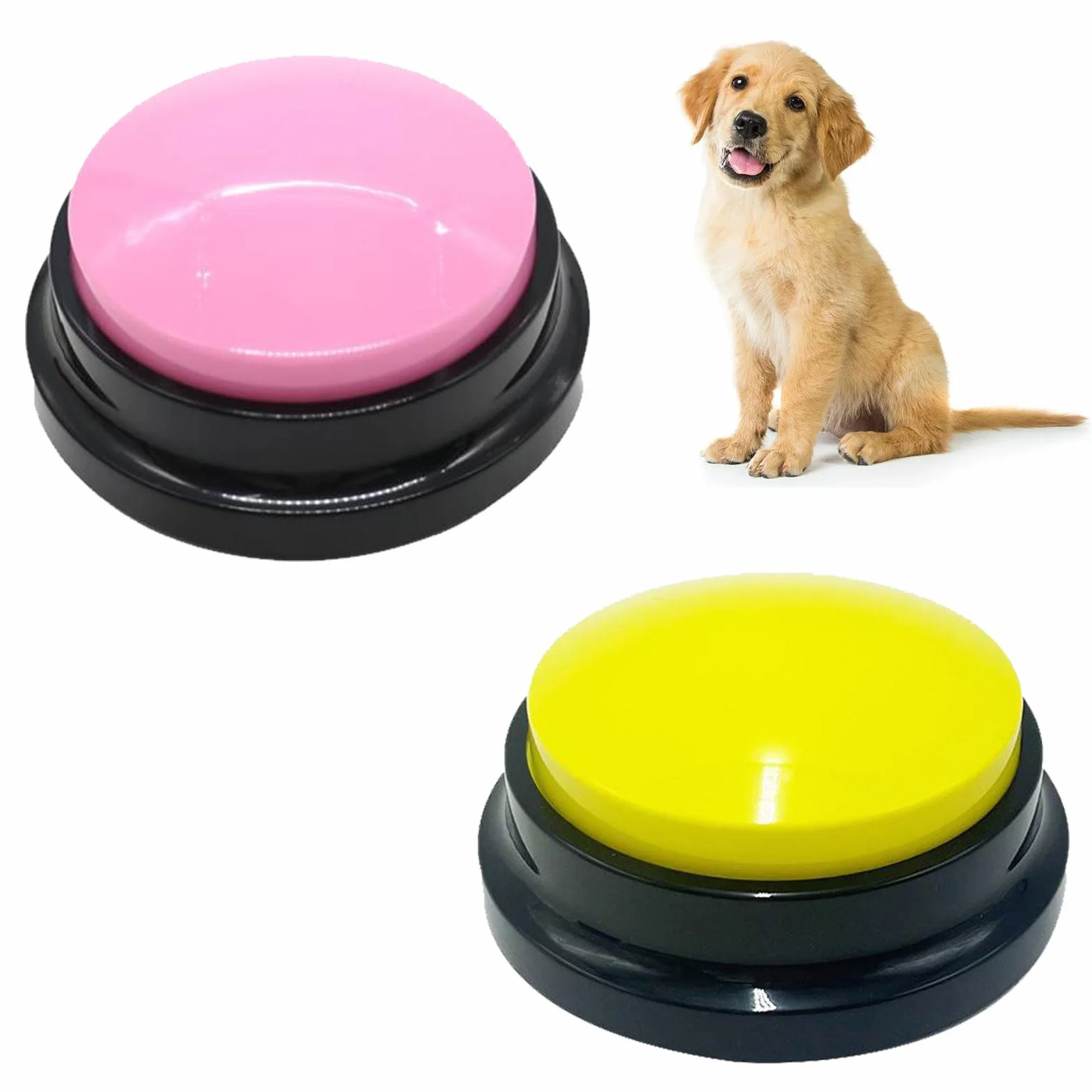 Buzzer z funkcją nagrywania, przyciskami dla psa, przycisk komunikacji dla zwierząt domowych, 2 sztuki guzików dla psa do komunikacji z psem, trening zwierząt domowych, nagrywanie i odtwarzanie przez