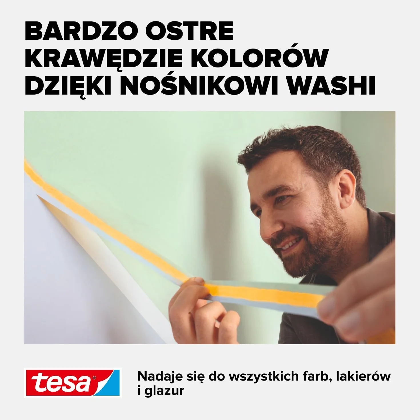 tesa Perfect+ - malarska taśma maskująca z cienkiego papieru Washi do precyzyjnego maskowania podczas malowania - do stosowania wewnątrz pomieszczeń - 50m x 19mm