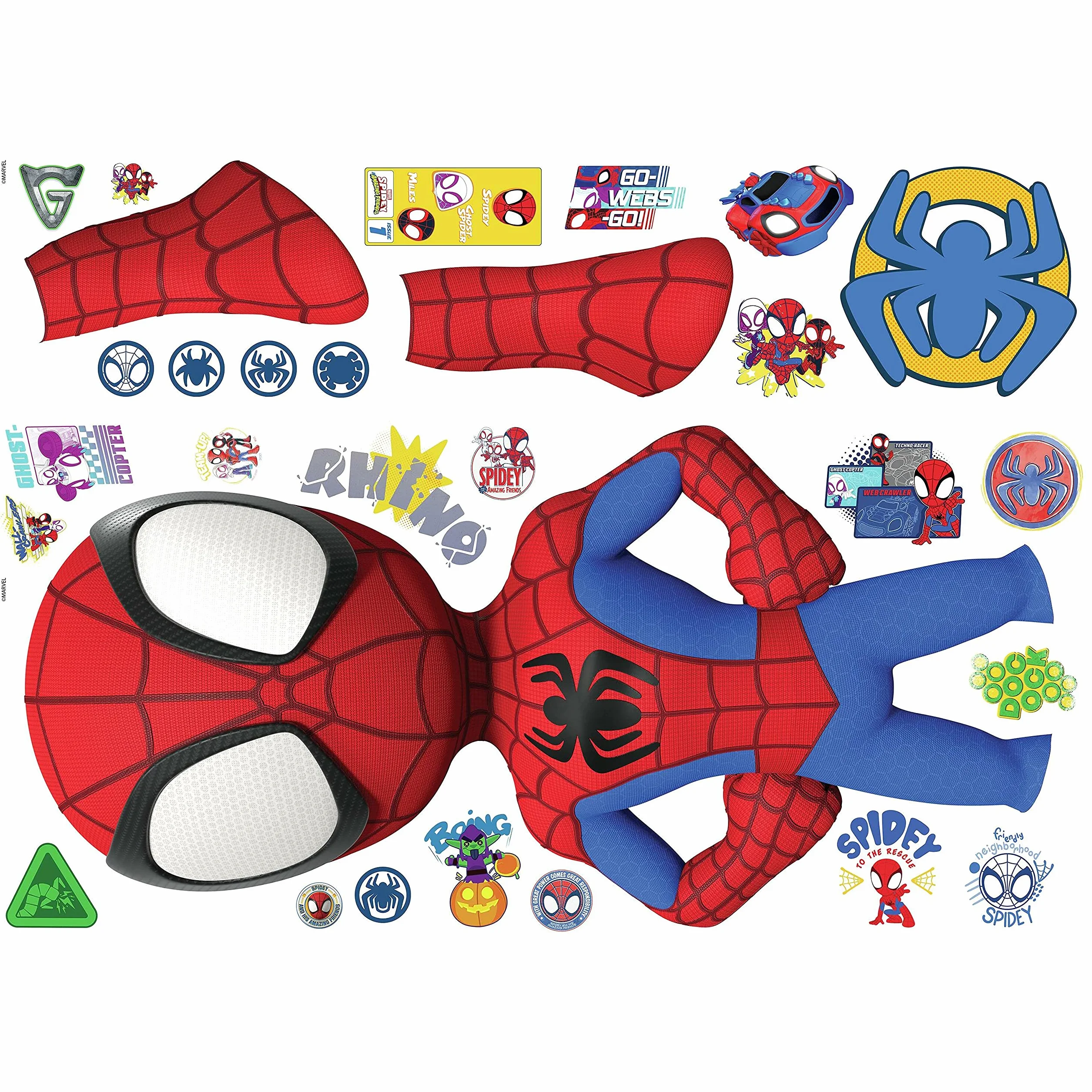 Marvel RoomMates Gigantyczna naklejka Spidey i jej fantastyczni przyjaciele repozycjonowalne czerwony żółty niebieski zielony pomarańczowy fioletowy