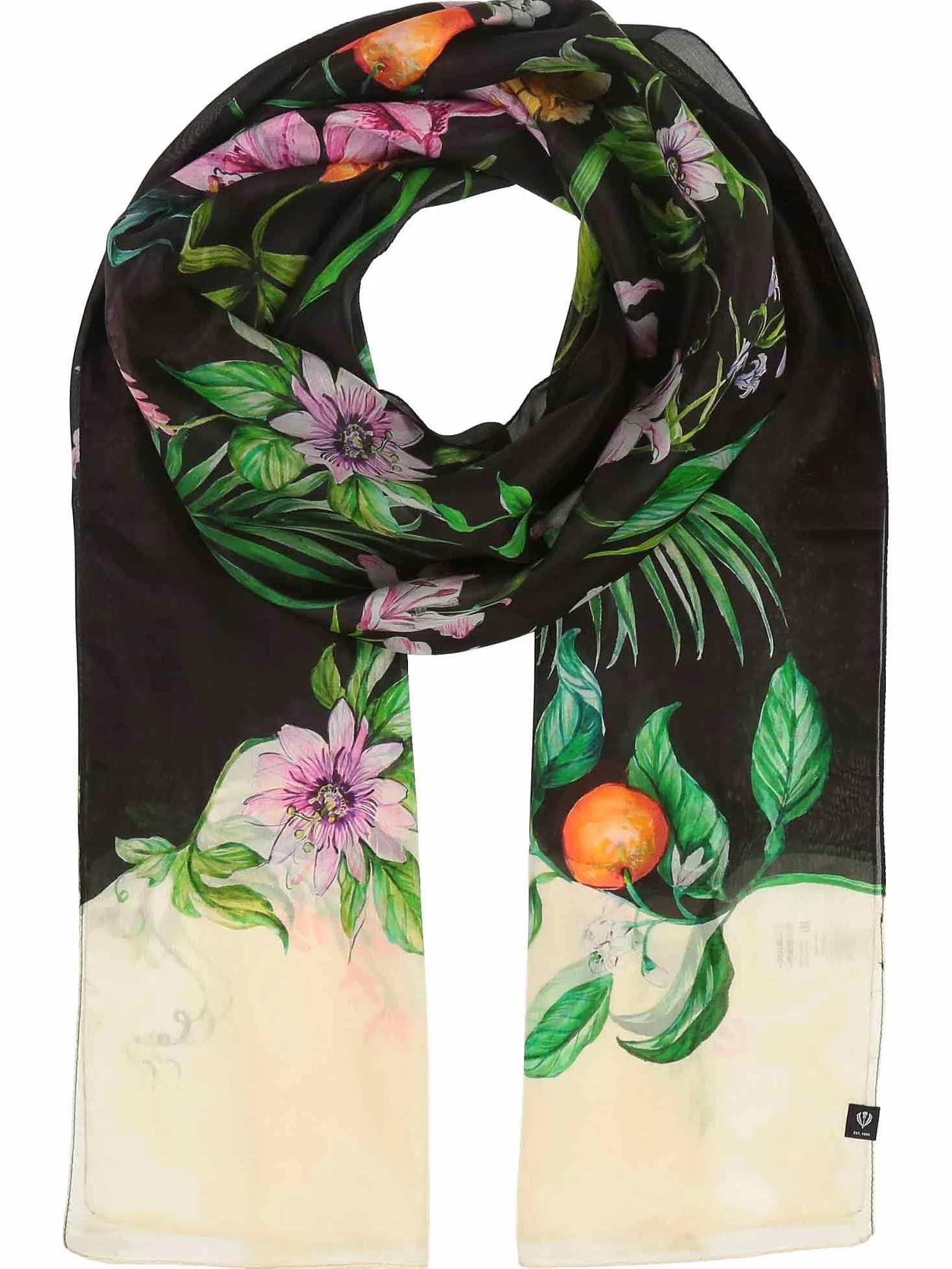 FRAAS Estule damskie, 100% czystego jedwabiu, 100 x 200 cm, elegancki jedwabny szal z dżunglą na świąteczne okazje