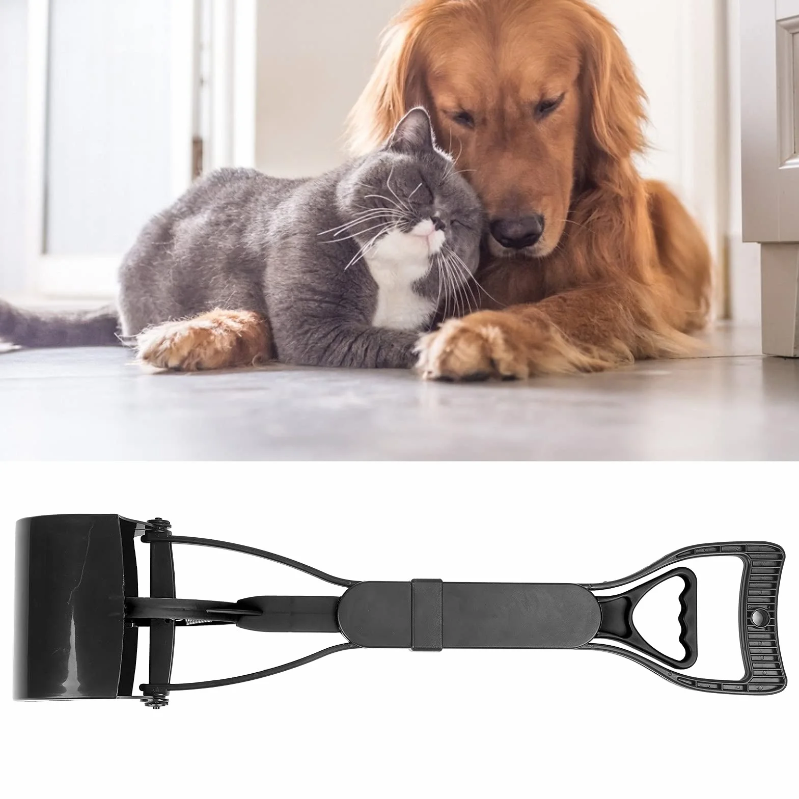 Pet Pooper Portable, Długi Uchwyt Szokowa Kupa Czysty Psa Skupiec (Wszystko czarne)