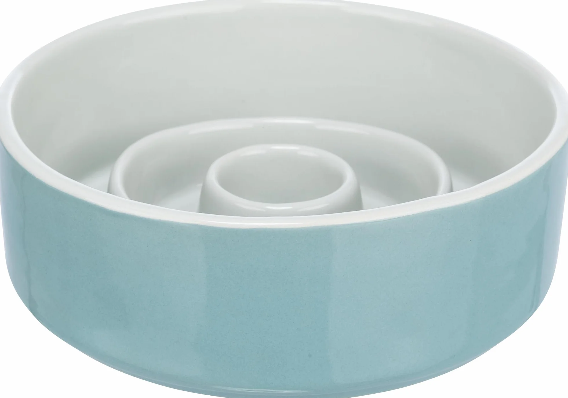 TRIXIE Slow Feeding miska dla psów, ceramiczna, 0,45 l/Ø 14 cm, szara/niebieska, 1 sztuka (1 opakowanie) - 24520
