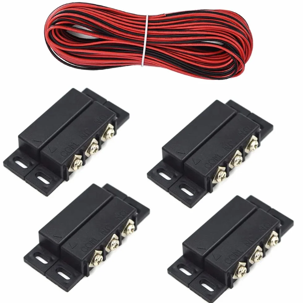 RUNCCI-YUN czujnik magnetyczny Reed NC-NO 300 cm kabel 12 V alarm bezpieczeństwa drzwi okno 4 szt.