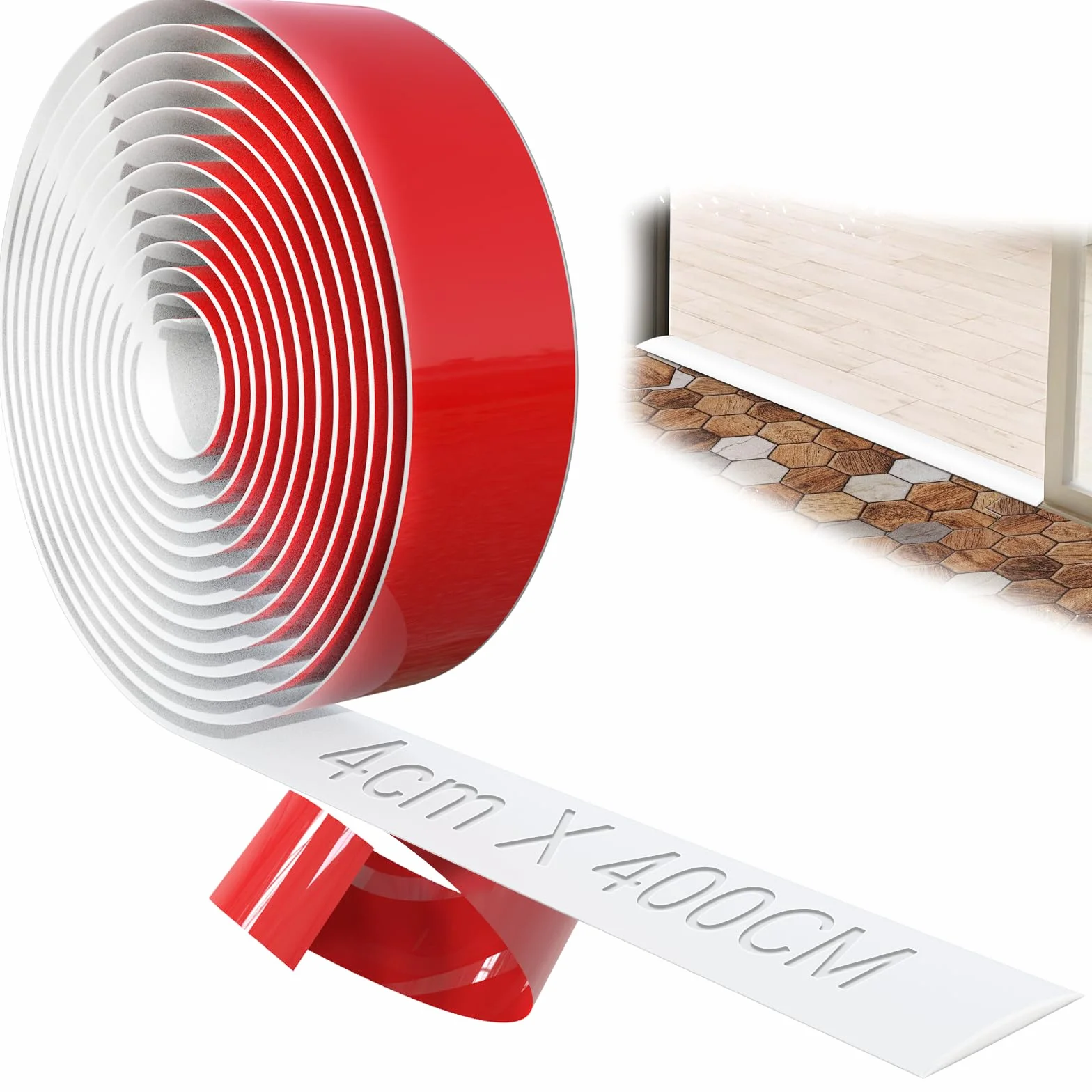 Profil przejściowy samoprzylepny 400 cm x 4 cm biały winylowy listwa do płytek laminatu