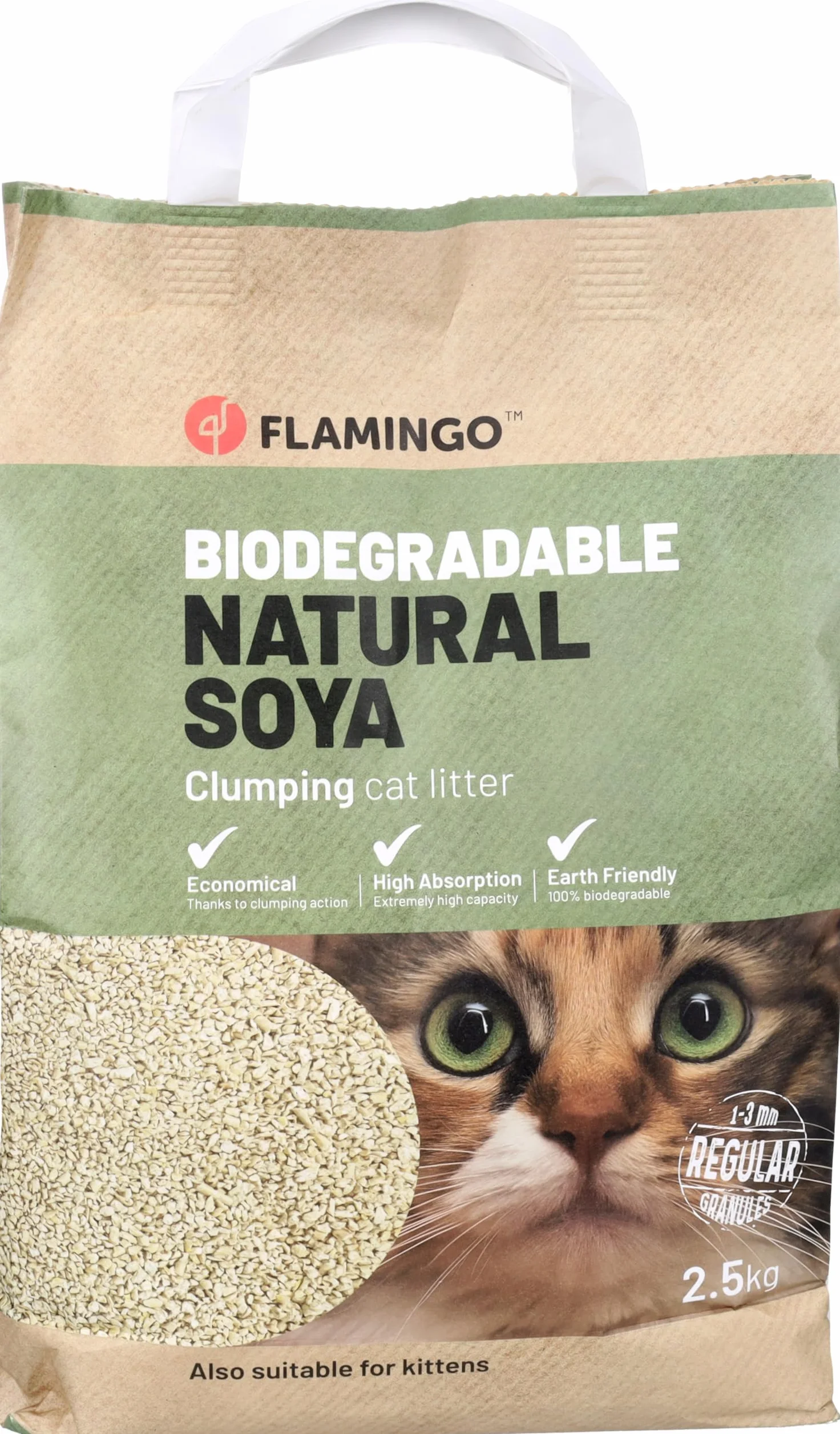 Flamingo kuweta dla kotów sojowa 2,5 kg biodegradowalna zbrylająca