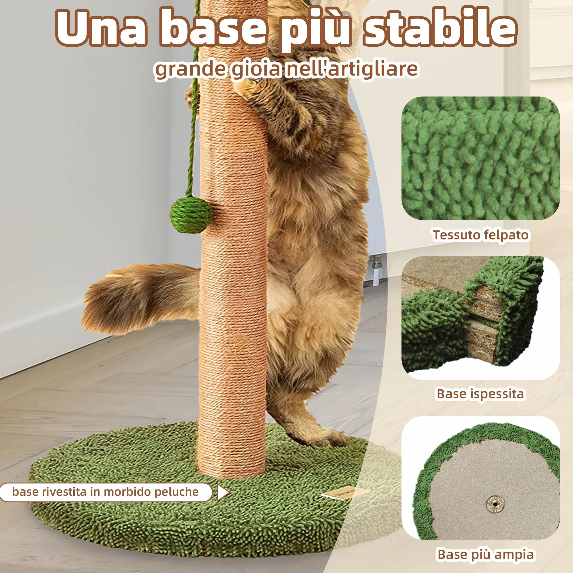 Meowoou Drapak dla kota 84 cm z liną sizalową z wiszącymi kulkami