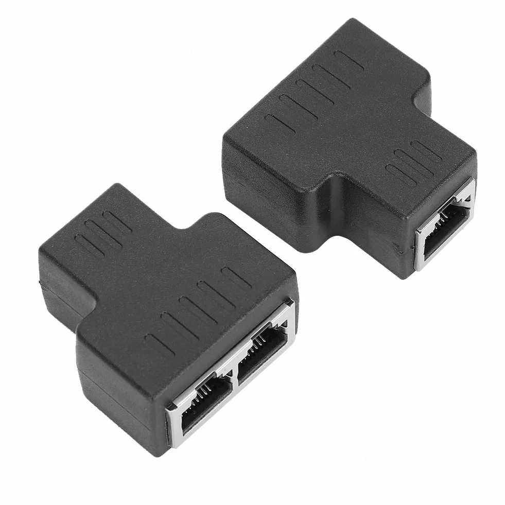 Przełączniki, 2 szt. adapter kabla Ethernet 1 cal 2-out RJ45 żeński interfejs LAN złącze przedłużacz kabla rozdzielacz do przewodu internetowego