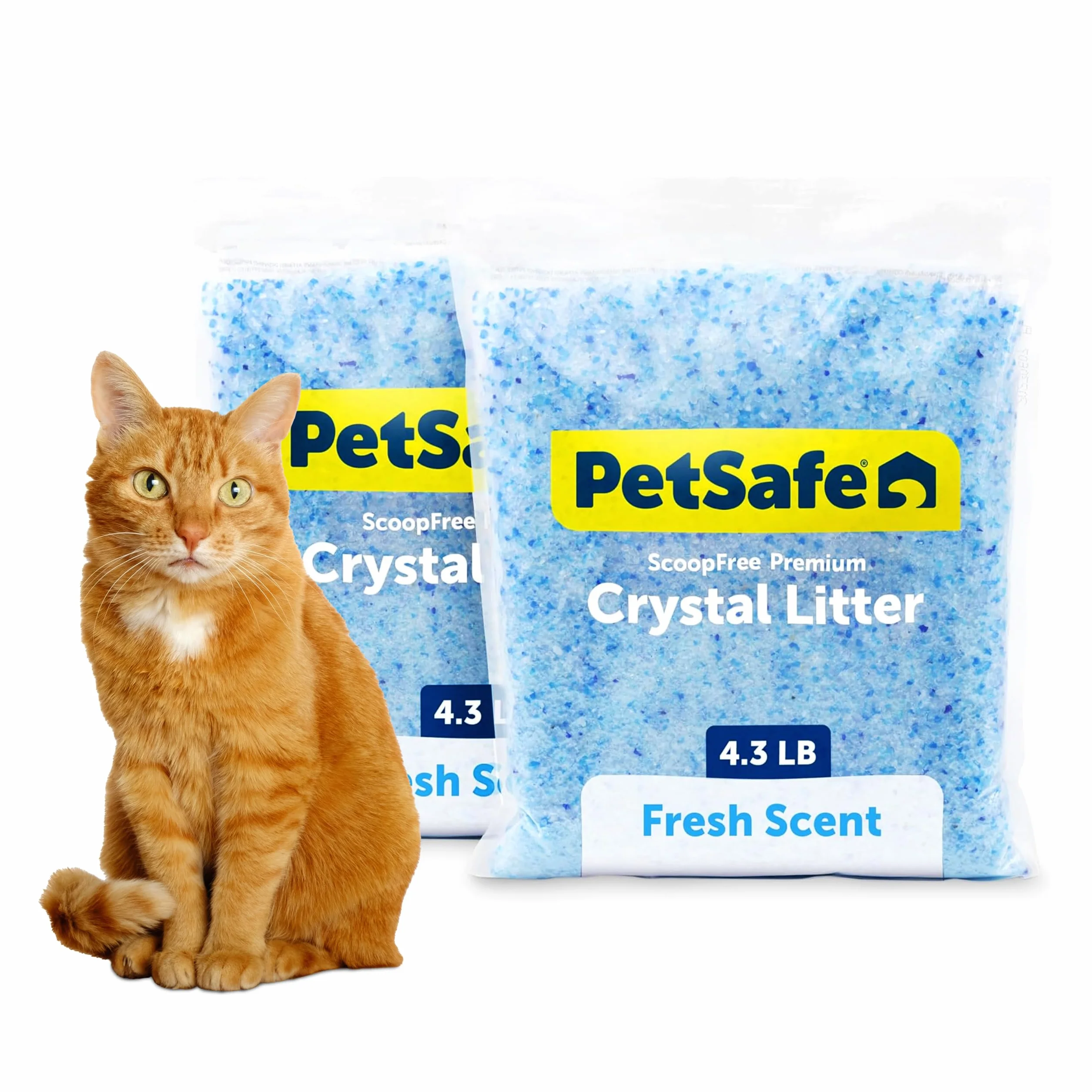 PetSafe ScoopFree Premium Nieklejący Kryształowy Żwirek dla Kotów - Kontrola Zapachu, Niskie Rozprzestrzenianie, Bezpyłowy - Premium Niebieski, 2-Pak