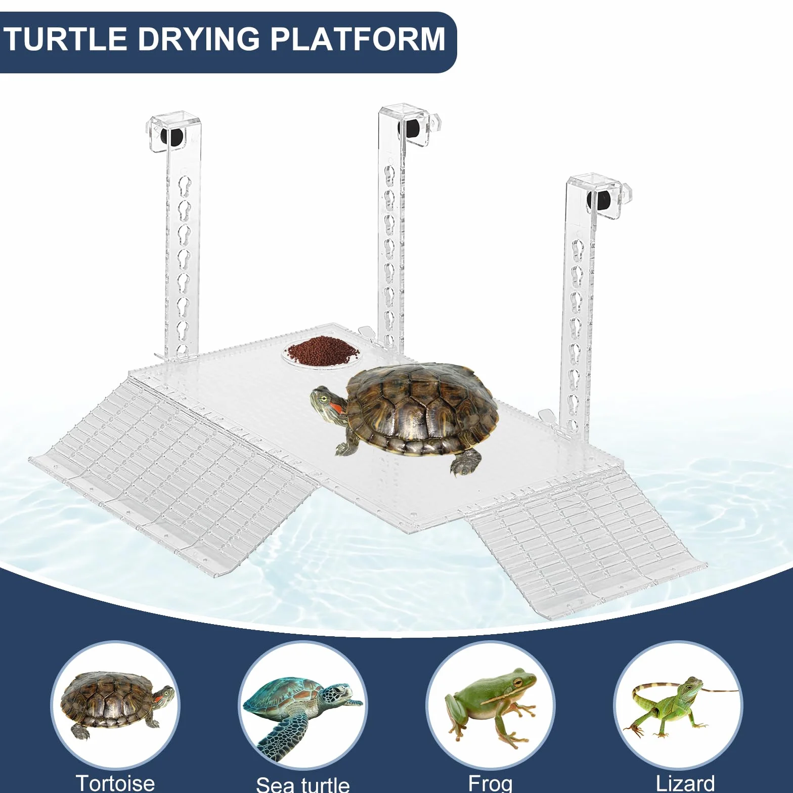 Platforma do wygrzewania żółwia akrylowa platforma zbiornika żółw regulowana wysokość żółw taras wiszące rampy terrarium do akwarium żółwia akwarium