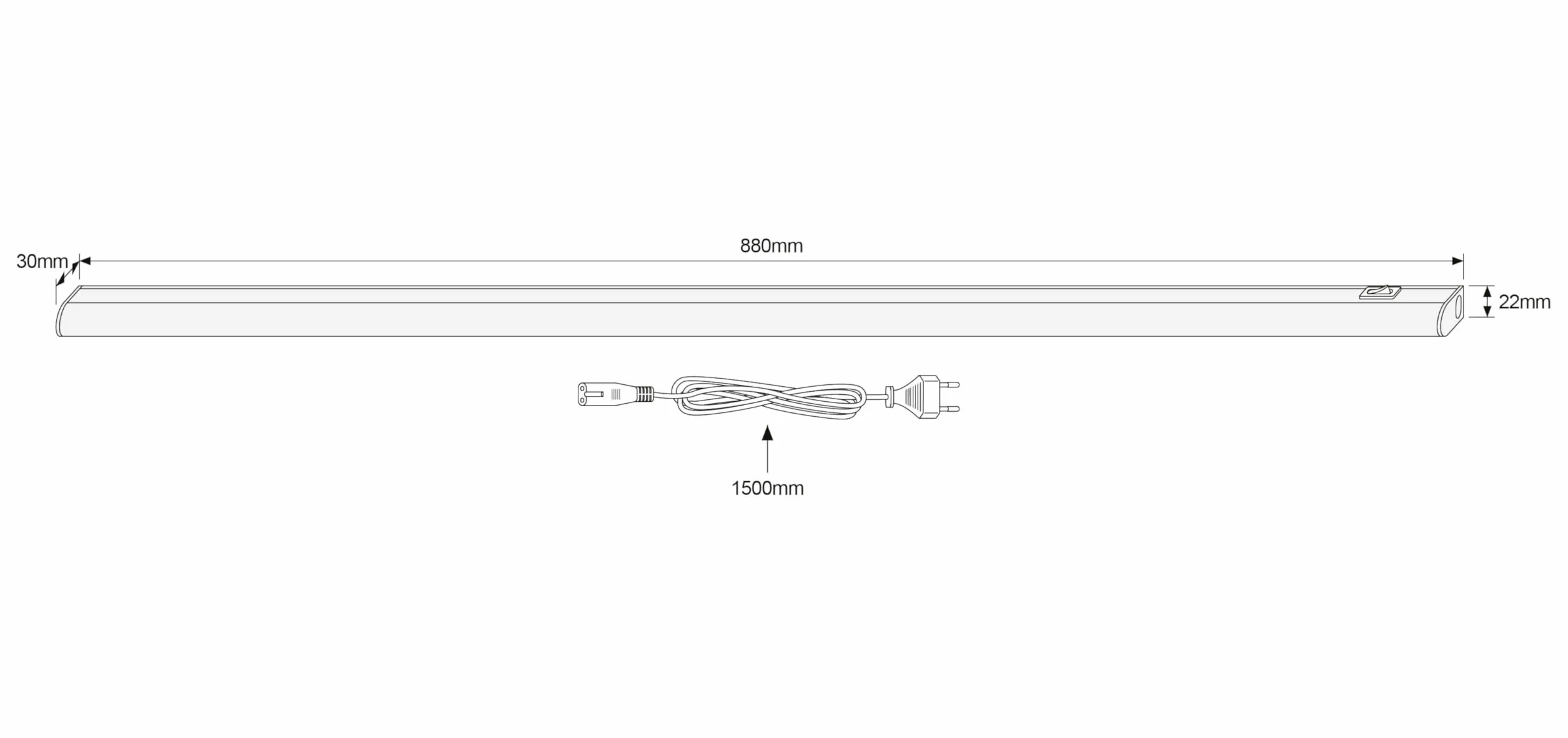 SEBSON Lampa LED do zabudowy kuchennej, 90 cm, z wtyczką i przełącznikiem, 4000 K, neutralna biel, 12 W, 1900 lm, listwa świetlna LED 230 V, lampa kuchenna do zabudowy 880 x 30 x 22 mm