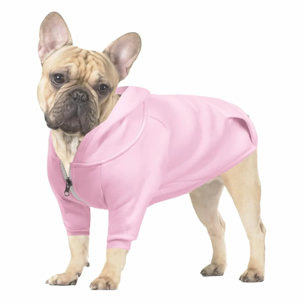 meioro Zip Hooded Pet Pullover, pies, koty ubrania, ładny, ciepły, francuski buldog, mops(Różowy,XXL)