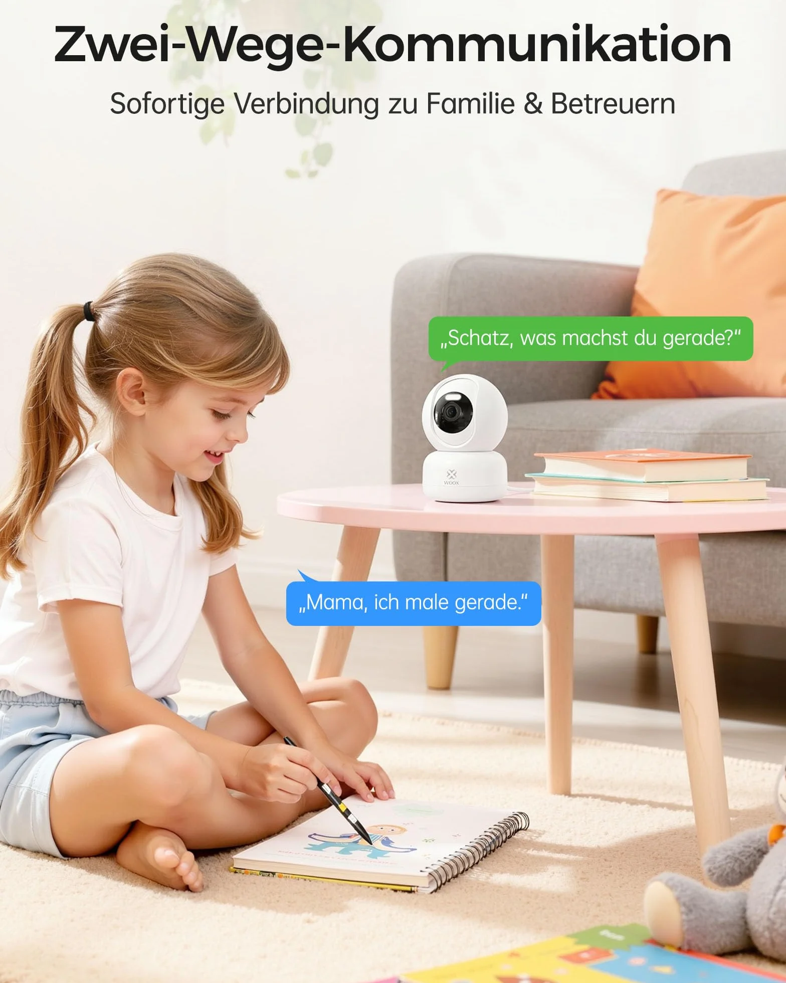 Woox Kamera do monitoringu wewnątrz 2K 360° WLAN z noktowizorem, rozpoznawanie osób, automatyczne śledzenie, dwukierunkowe audio