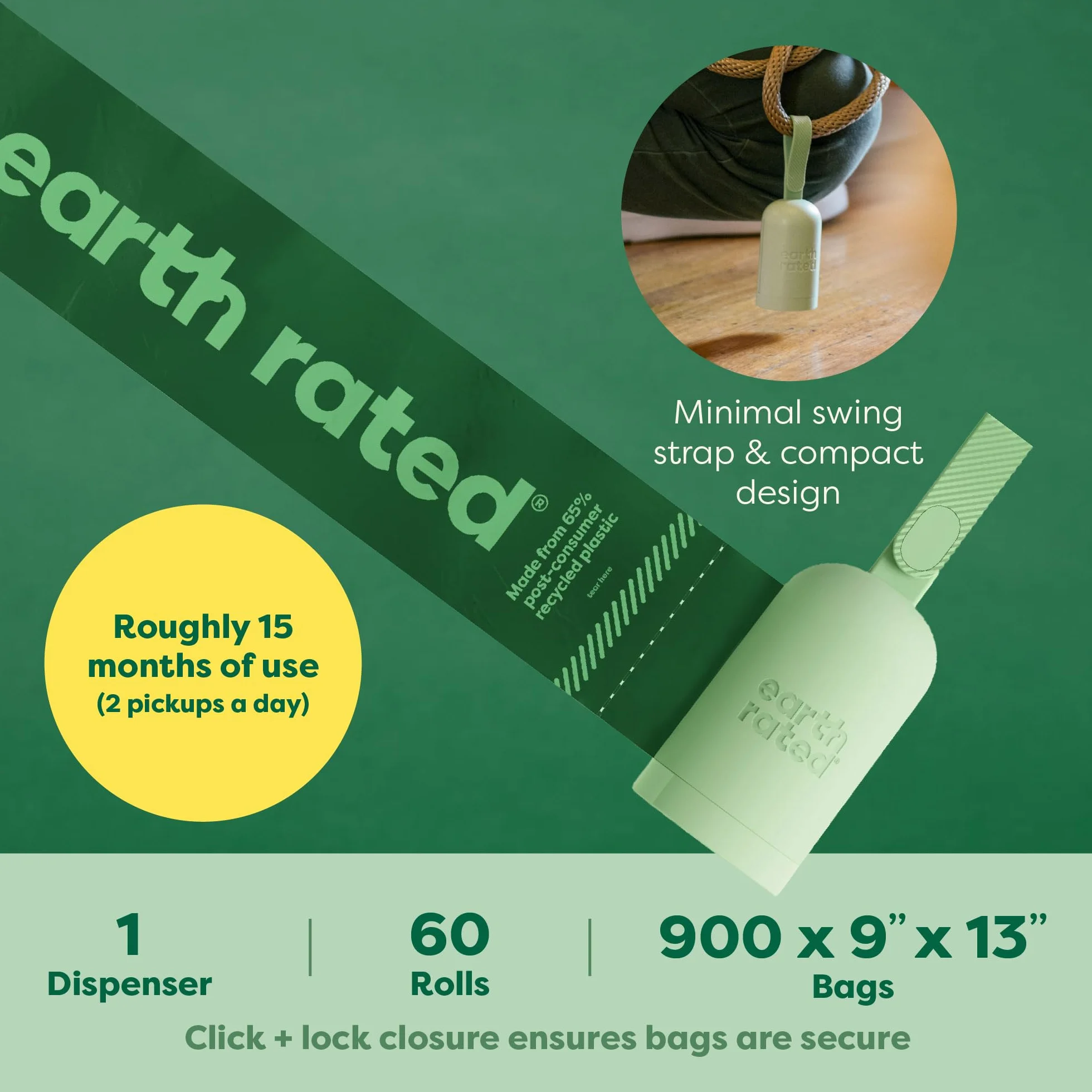 Earth Rated Pojemnik na Woreczki na Psie Odchody Bezzapachowy 1 Pojemnik 900 Woreczków