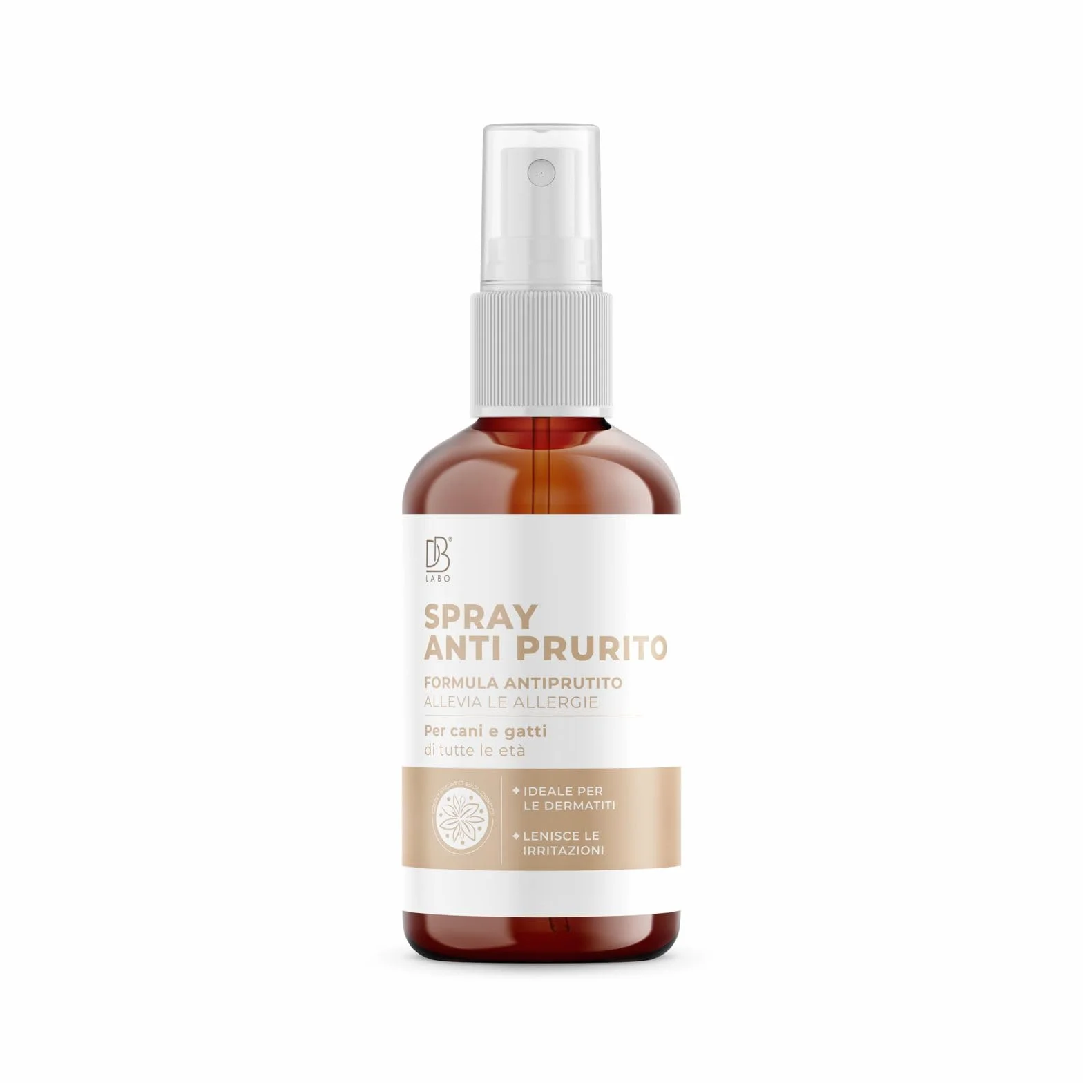 Db Labo spray przeciw swędzeniu dla psów i kotów 250 ml | Łagodzi dyskomfort, swędzenie i zapalenie skóry dla psów i kotów | naturalna formuła na bazie aloesu, rumianku i rozmarynu | bezpieczna, dla