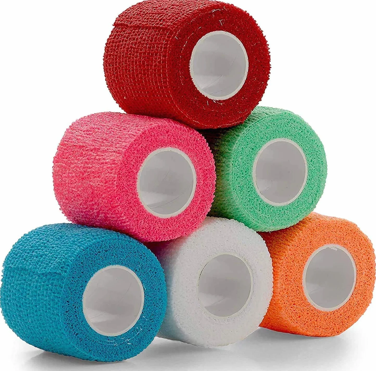 Vet Wrap - (Pack of 6-2 inch x 5 Yard Rolls) Self Adherent Wrap Cohesive Compression Bandage and Medical Gauze Bandage Roll Tape for Dogs, Cats, Horses - Assorted Colors ...